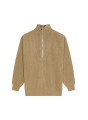 Pull col camionneur maille perlée en cachemire et laine recyclés - French