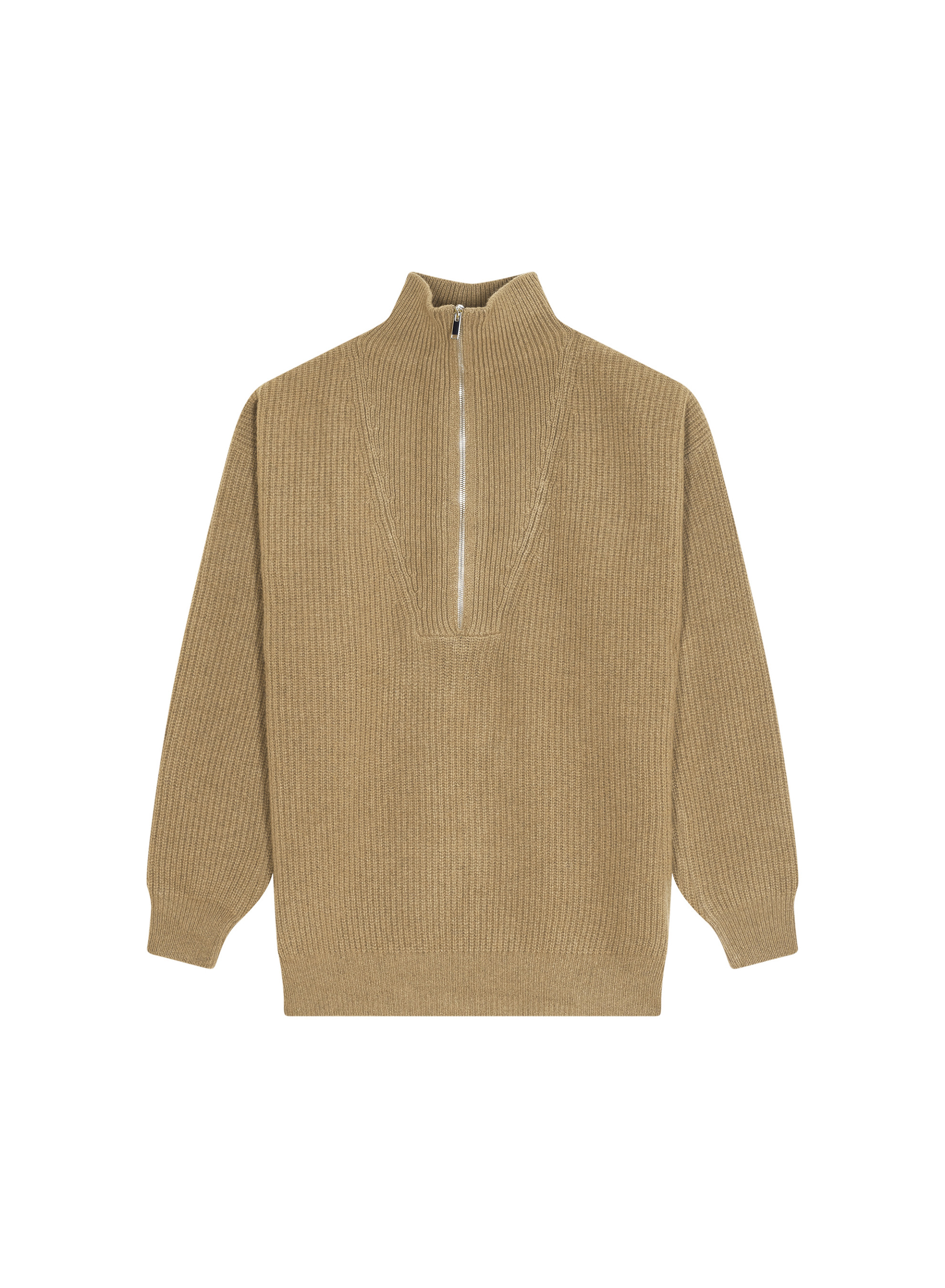Pull col camionneur maille perlée en cachemire et laine recyclés - French