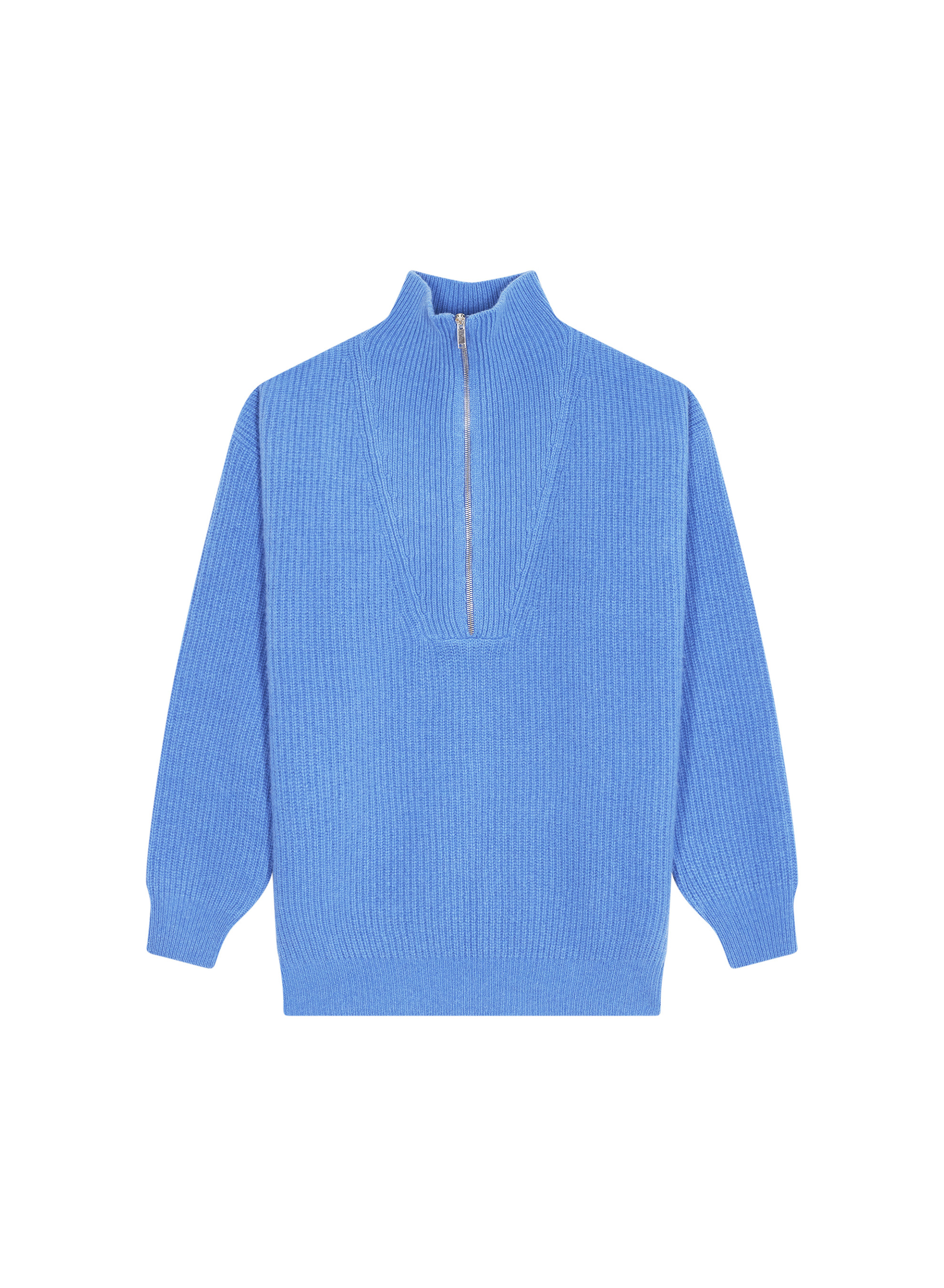 Pull col camionneur maille perlée en cachemire et laine recyclés - French