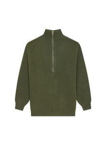 Pull col camionneur maille perlée en cachemire et laine recyclés - French