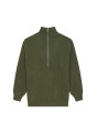 Pull col camionneur maille perlée en cachemire et laine recyclés - French