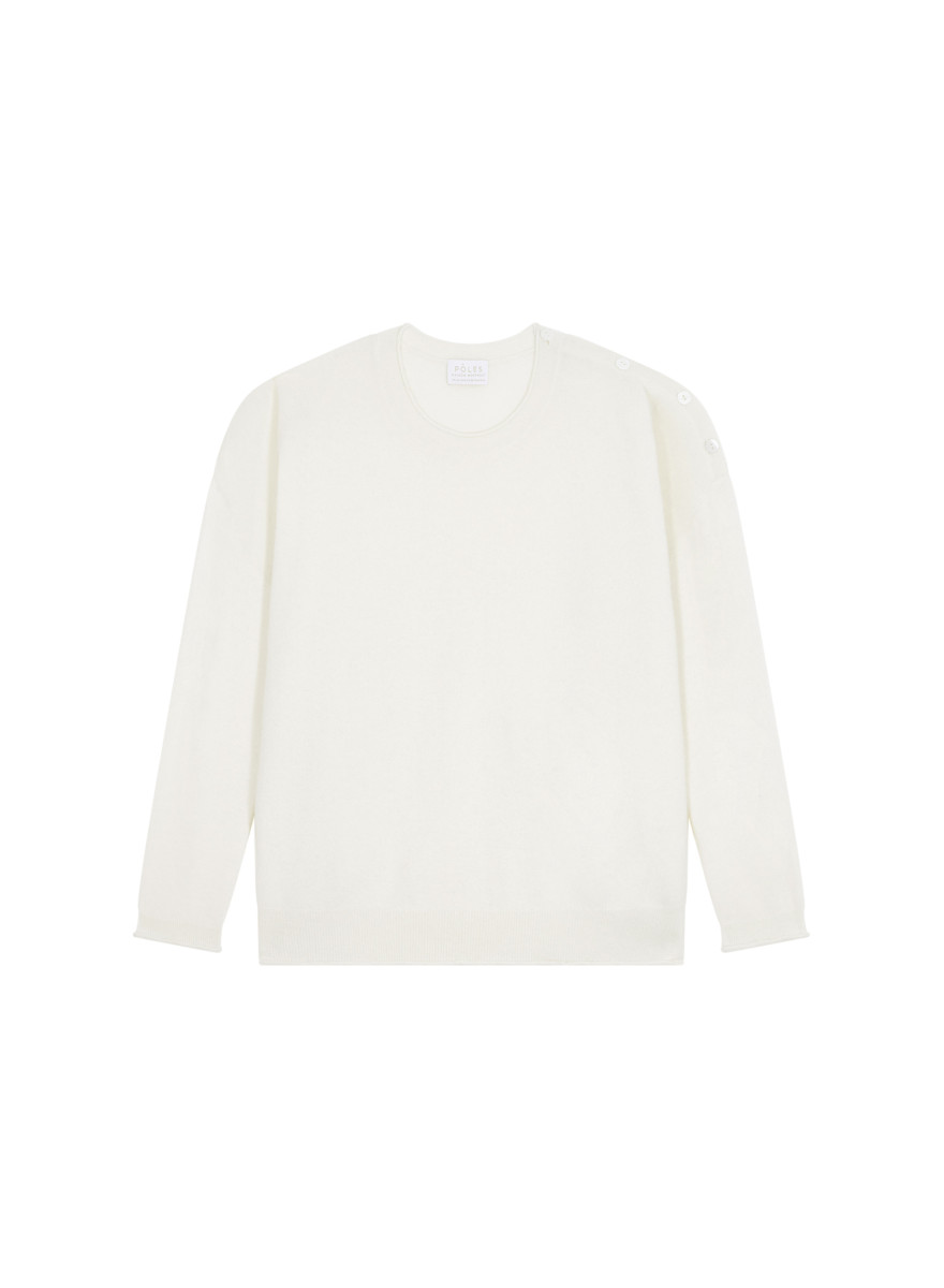 Loose-fit buttoned cashmere round-neck sweater - Acene