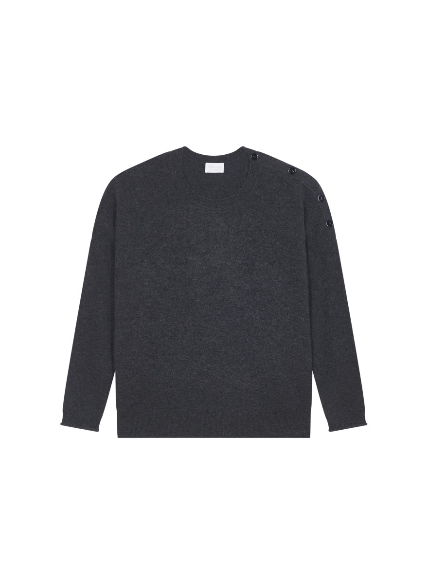 Loose-fit buttoned cashmere round-neck sweater - Acene