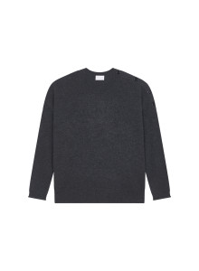 Loose-fit buttoned cashmere round-neck sweater - Acene