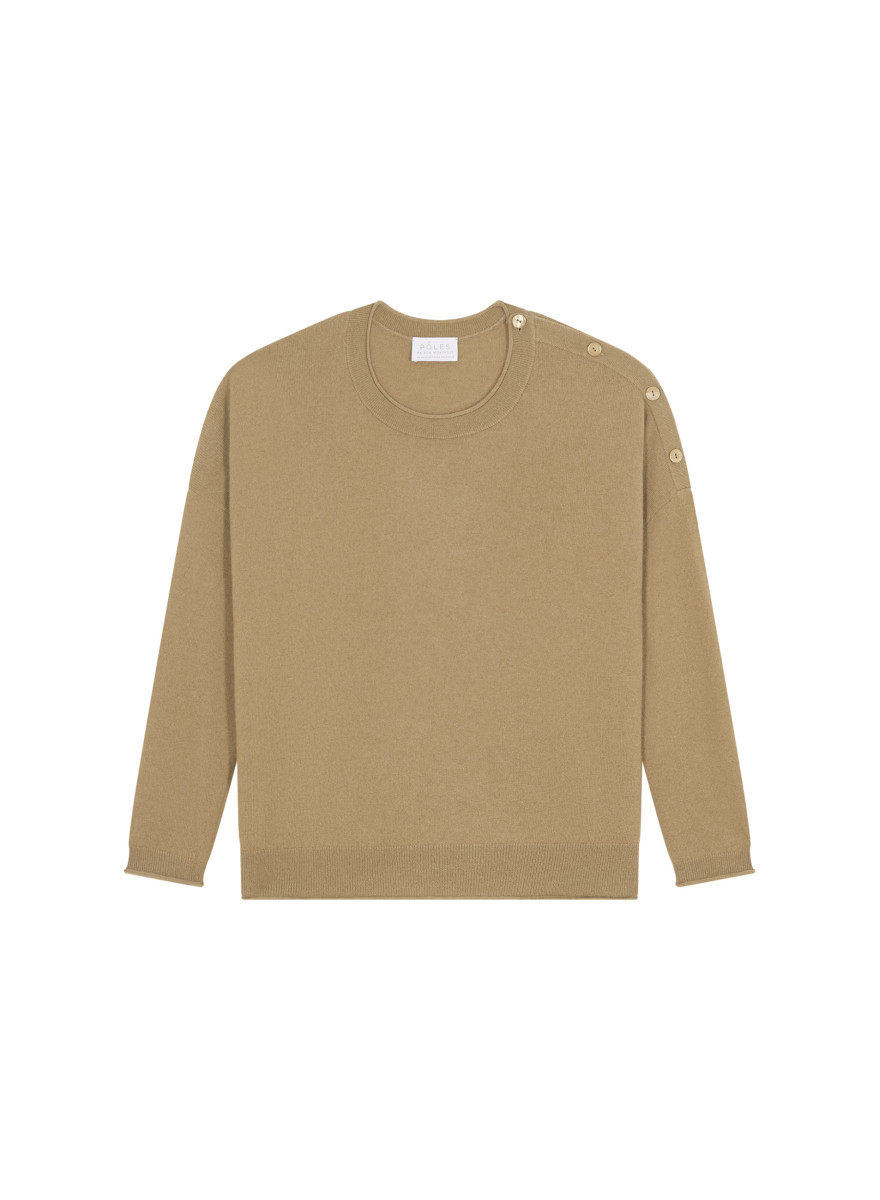 Pull ample boutonné à col rond en cachemire - Acene