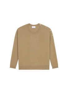 Loose-fit buttoned cashmere round-neck sweater - Acene