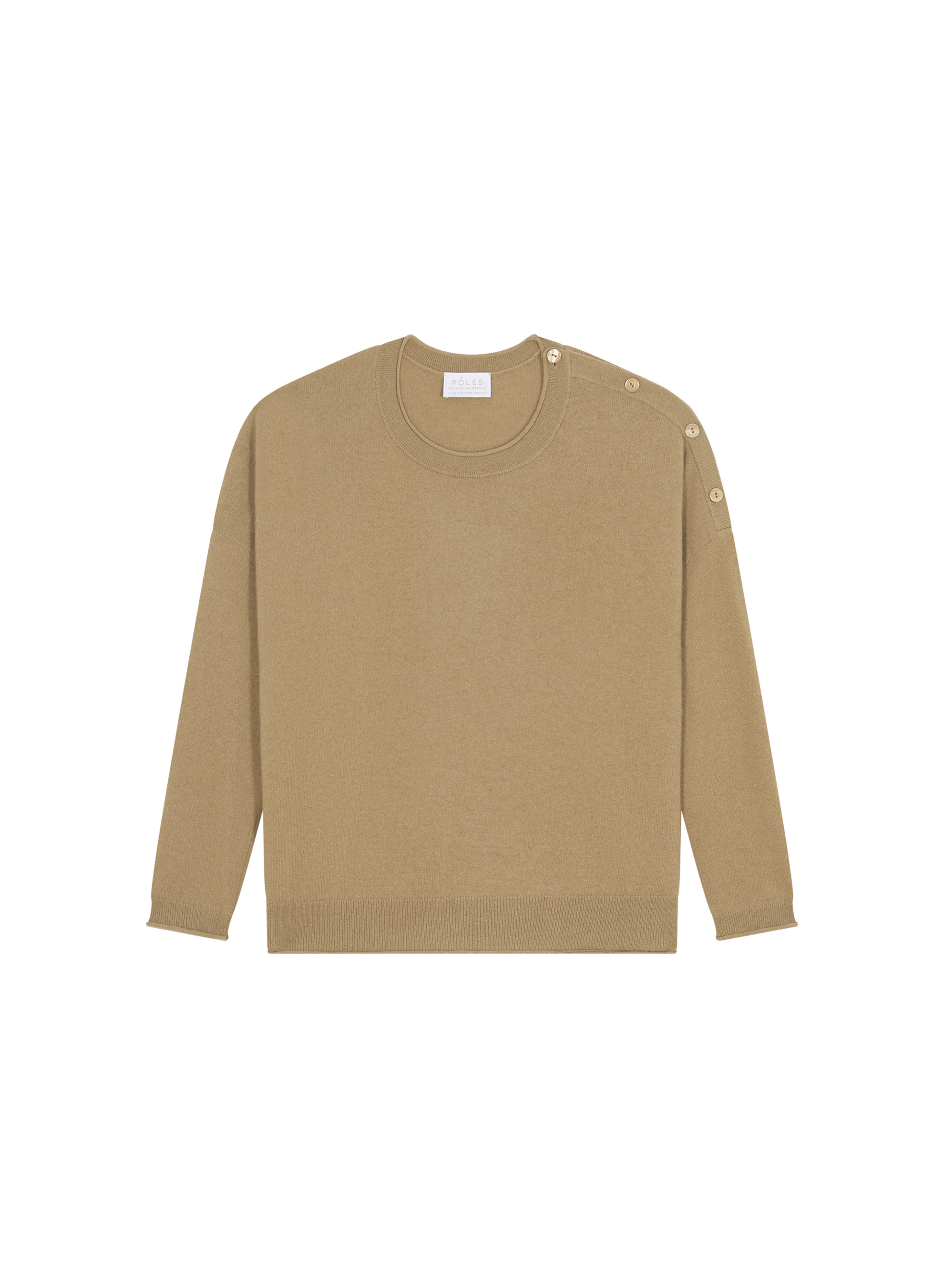 Loose-fit buttoned cashmere round-neck sweater - Acene