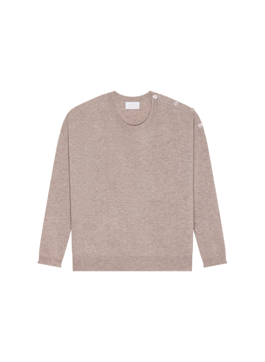 Loose-fit buttoned cashmere round-neck sweater - Acene