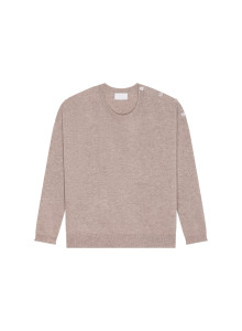 Pull ample boutonné à col rond en cachemire - Acene 7860 soleil - 89 Moutarde