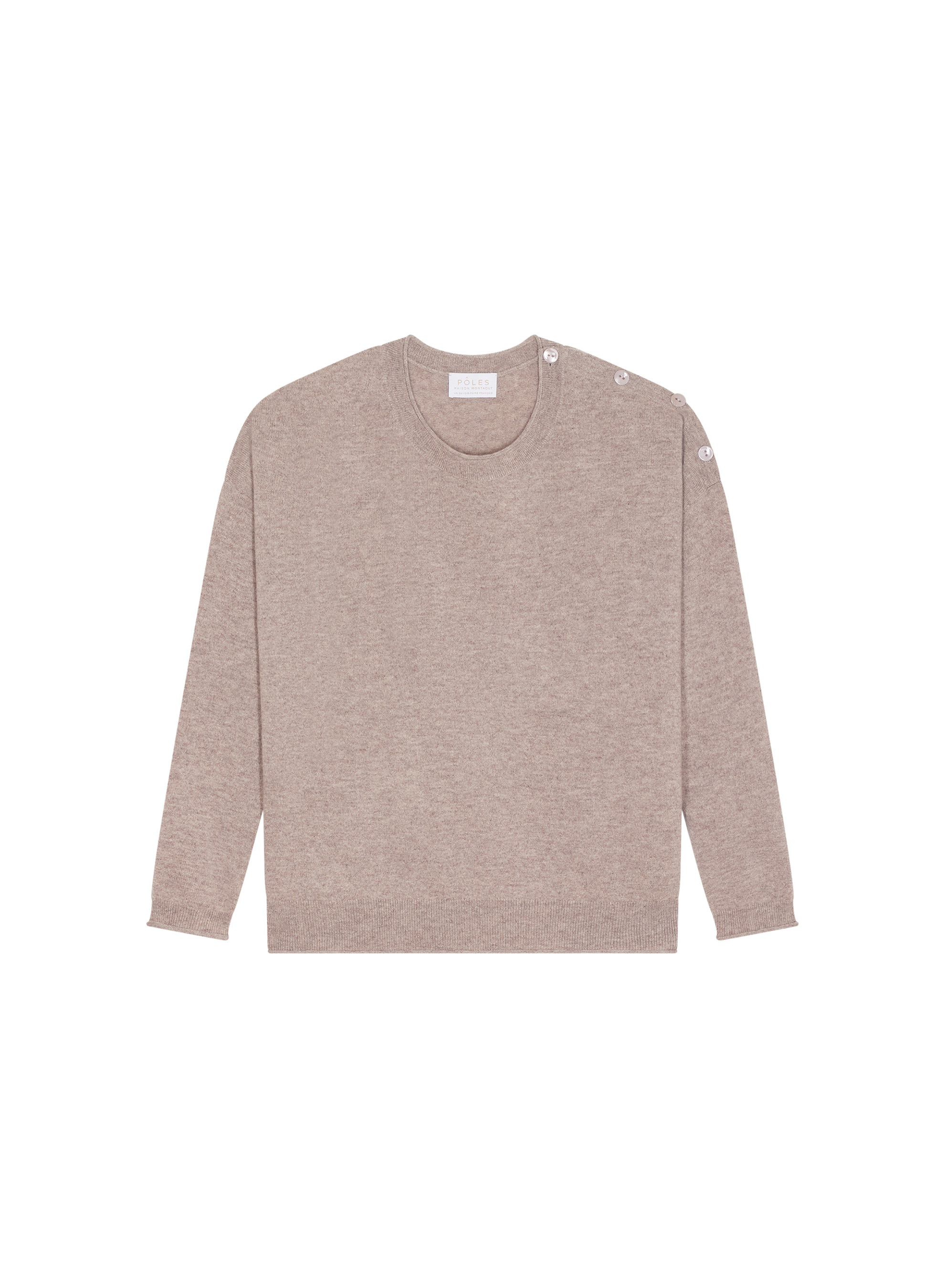 Loose-fit buttoned cashmere round-neck sweater - Acene