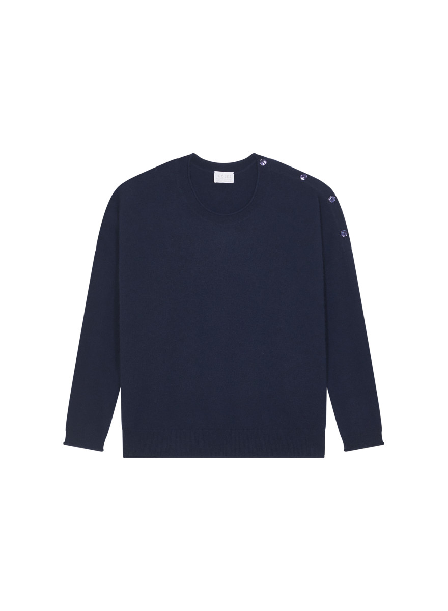 Pull ample boutonné à col rond en cachemire - Acene