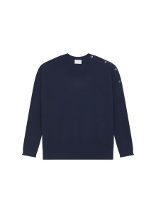 Pull ample boutonné à col rond en cachemire - Acene 7860 soleil - 89 Moutarde