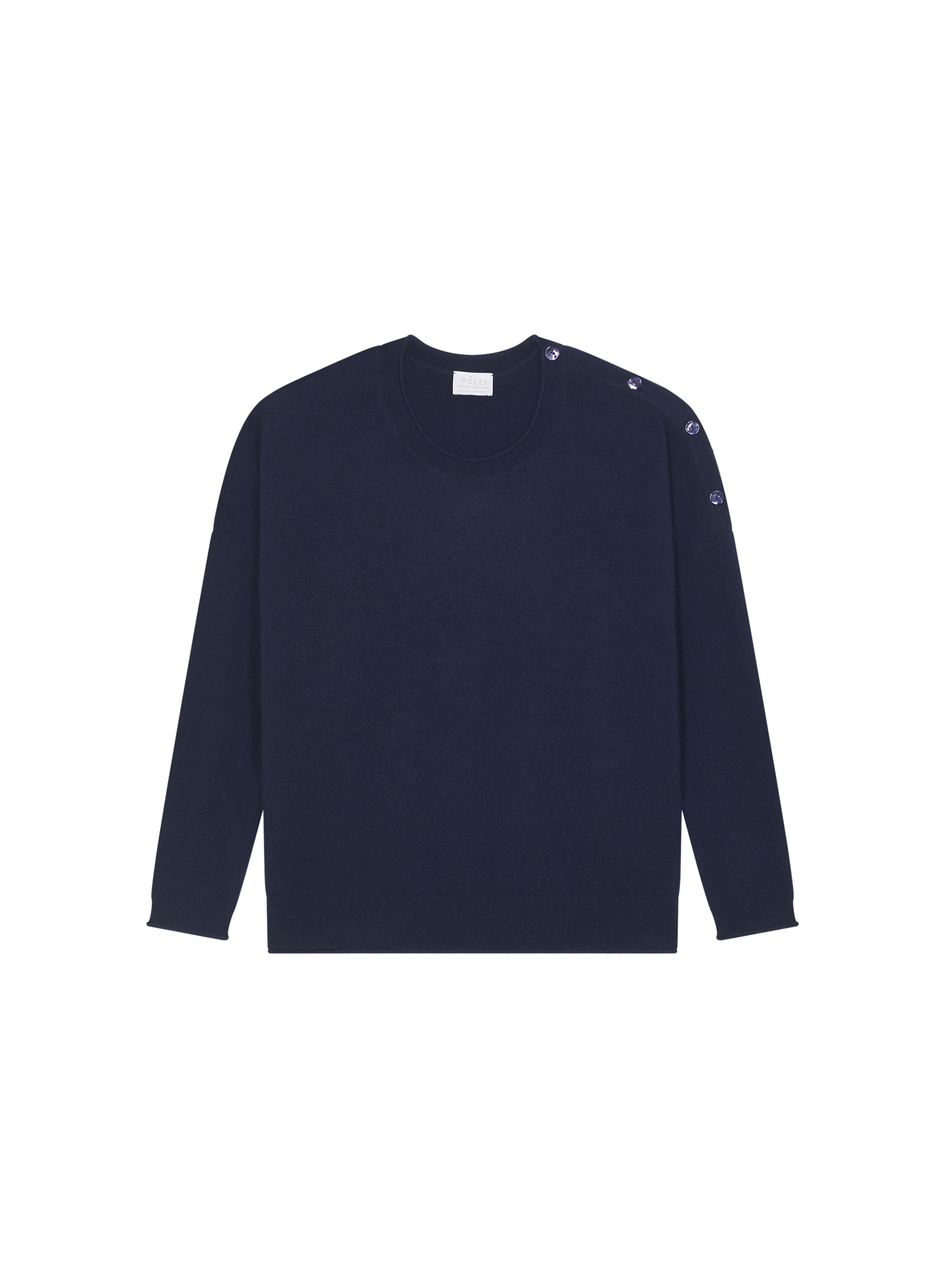 Loose-fit buttoned cashmere round-neck sweater - Acene