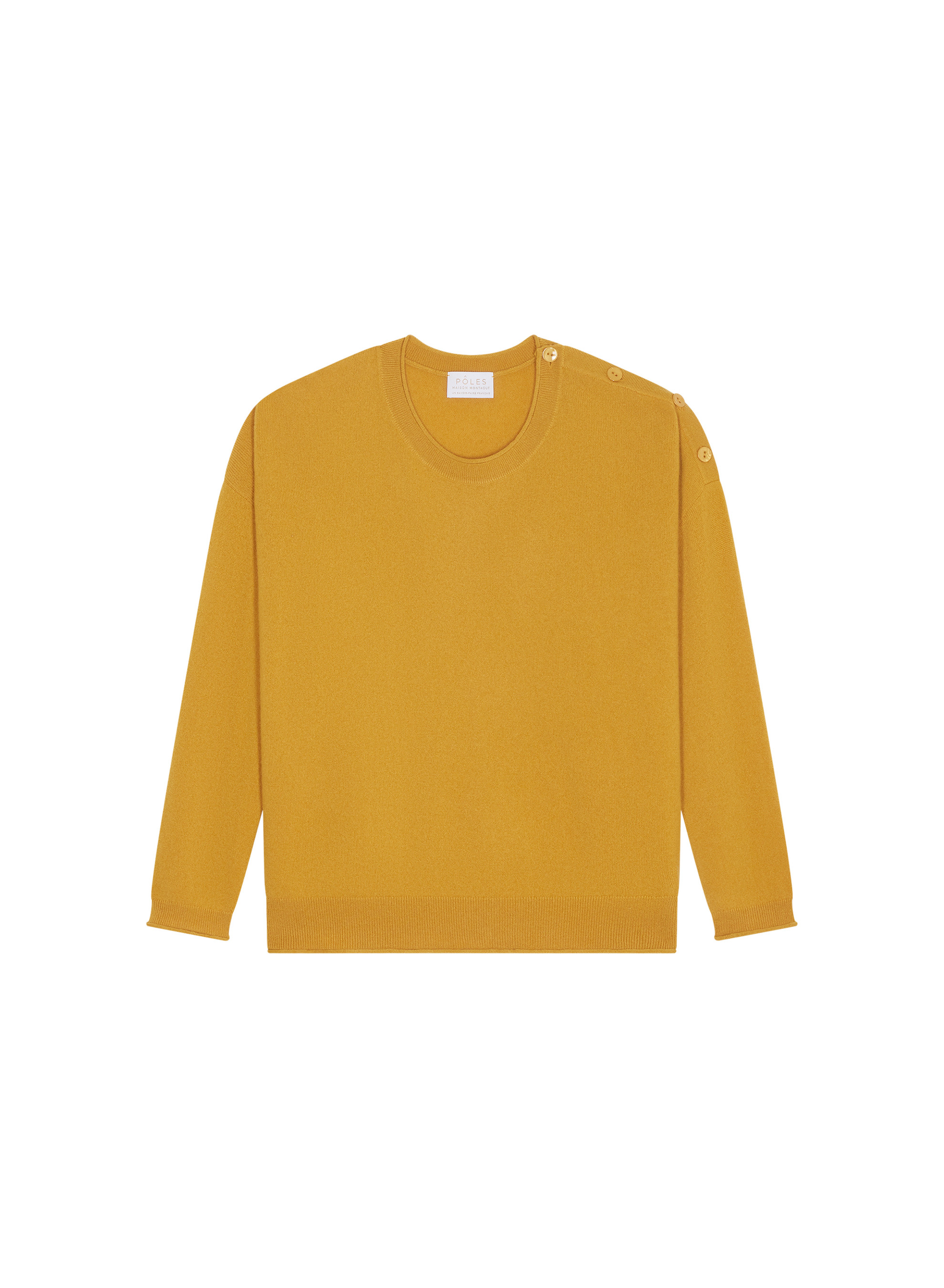 Pull ample boutonné à col rond en cachemire - Acene 7860 soleil - 89 Moutarde