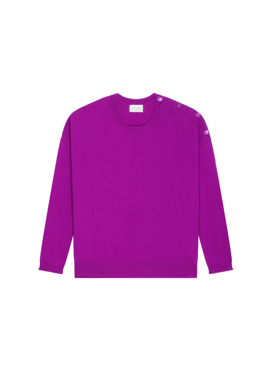 Pull ample boutonné à col rond en cachemire - Acene