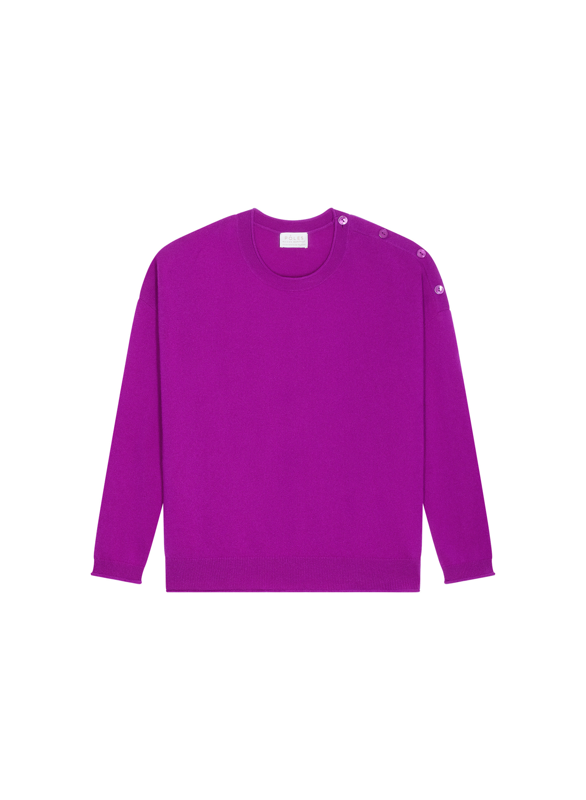 Pull ample boutonné à col rond en cachemire - Acene 7860 soleil - 89 Moutarde
