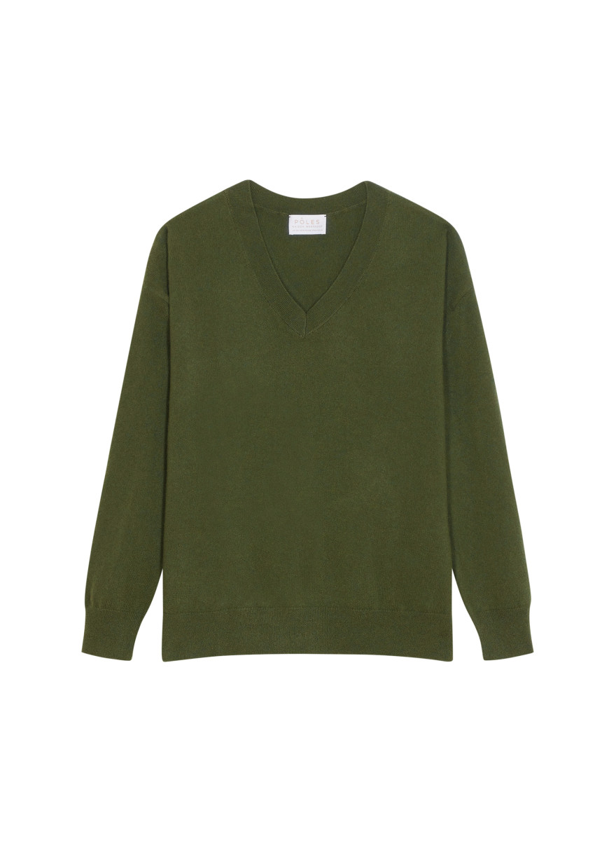 Loose sweater with V-neck slits in cashmere - Alienor