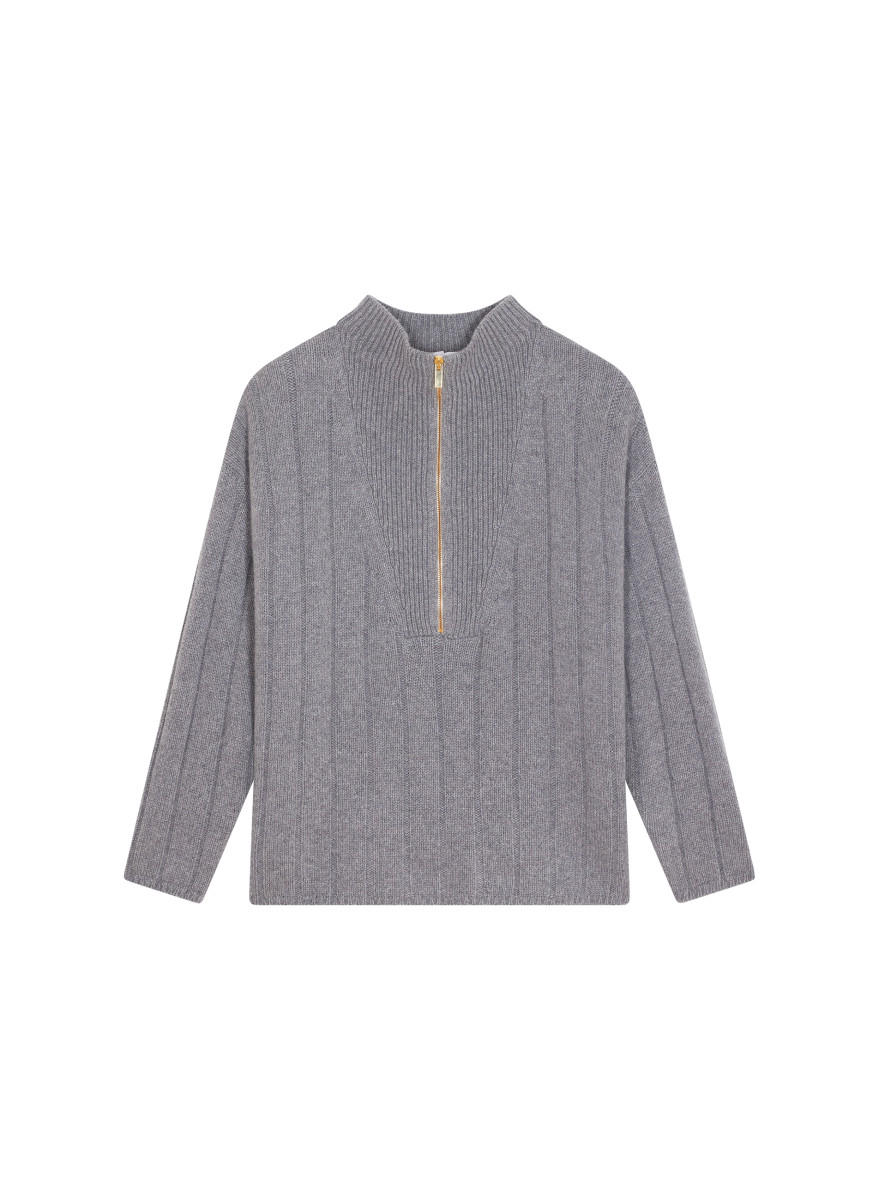High-neck zipped cashmere blend sweater - Lodric