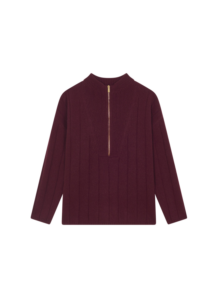 High-neck zipped cashmere blend sweater - Lodric
