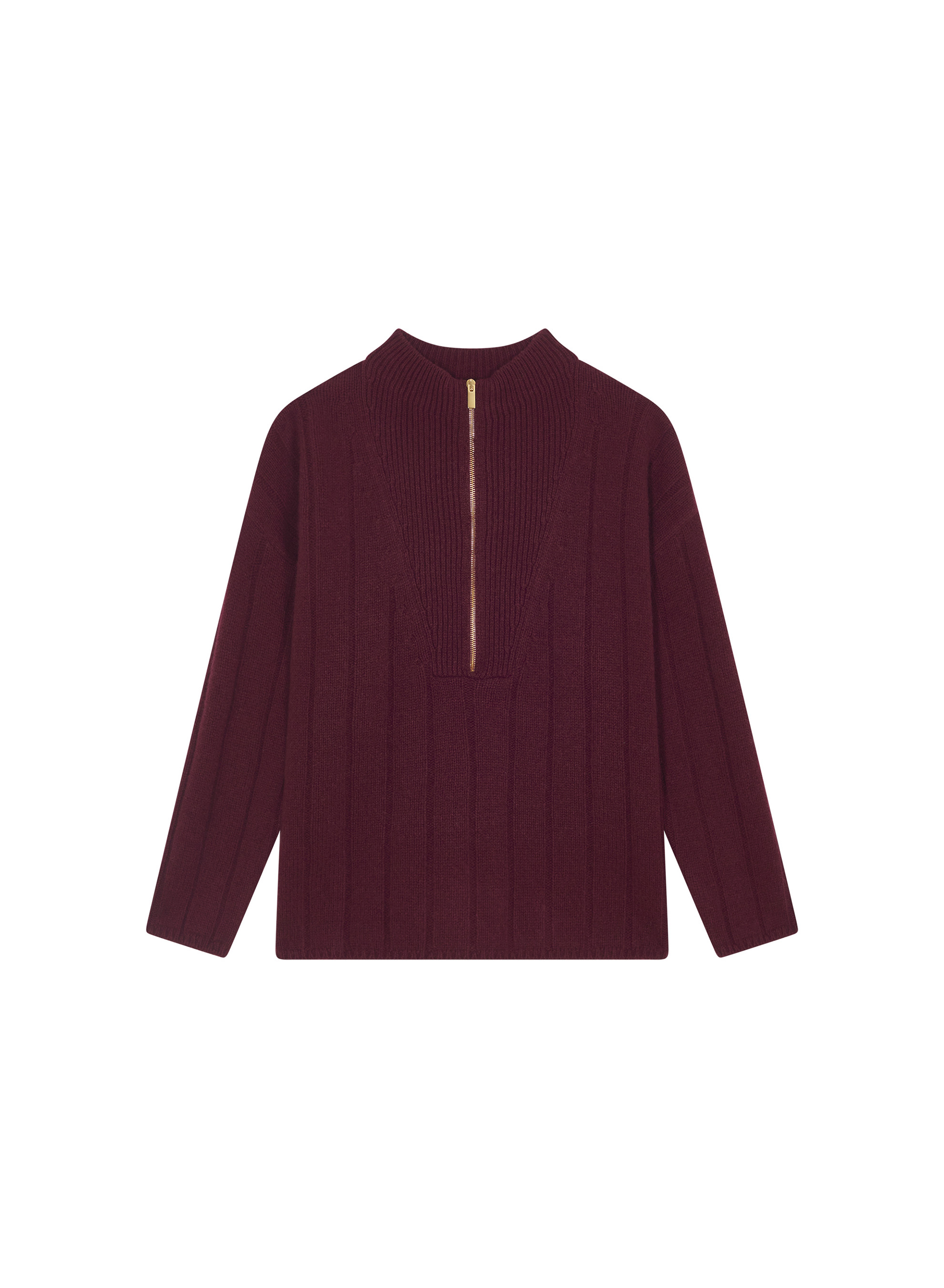 Pull col montant zippé en cachemire et laine recyclés - Lodric 7883 romance - 26 Rose foncé