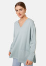 Pull ample col V à poches en laine mérinos - Albertine 7852 celadon - 94 Vert amande