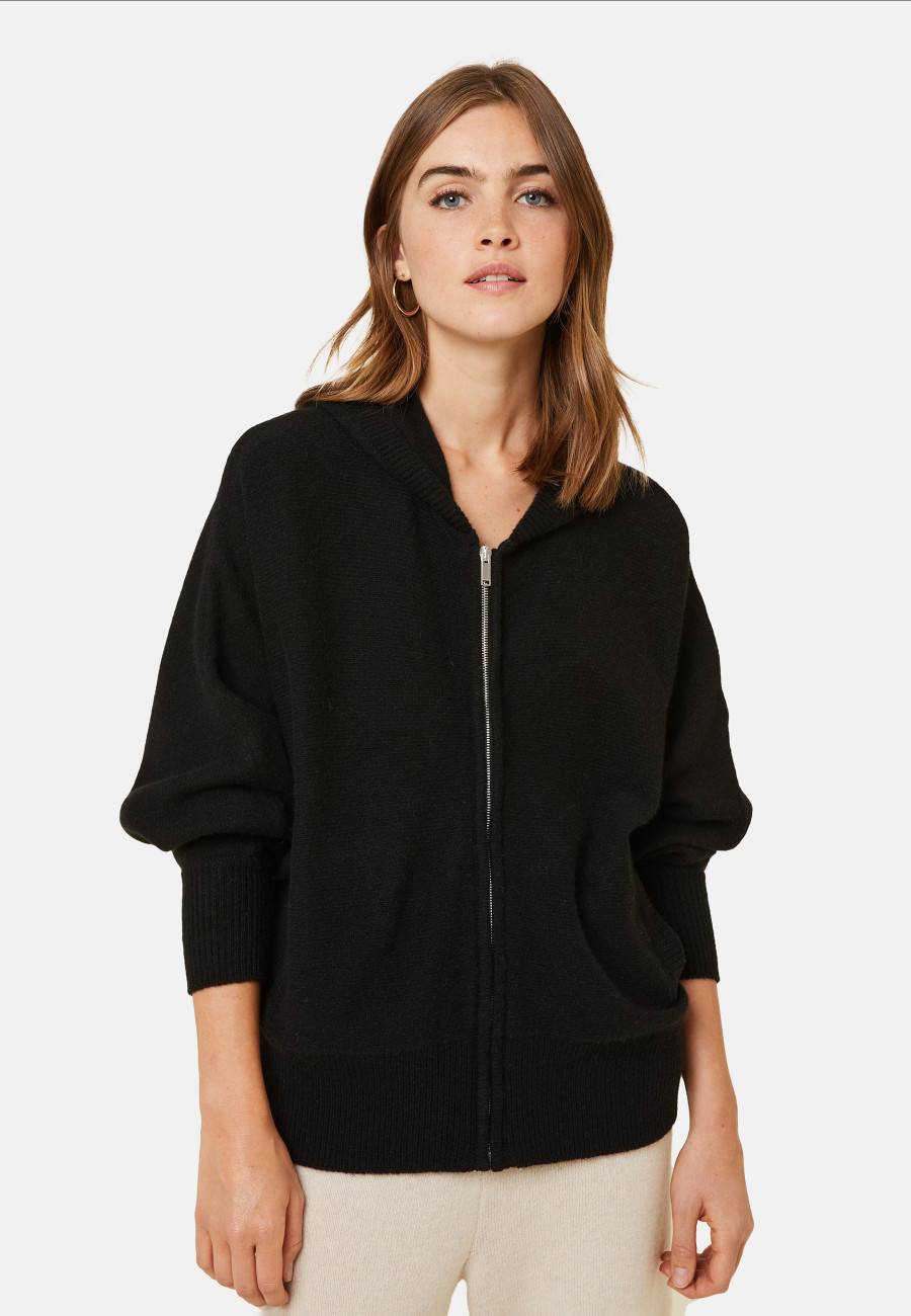 Zipped cashmere blend hooded cardigan - Albin