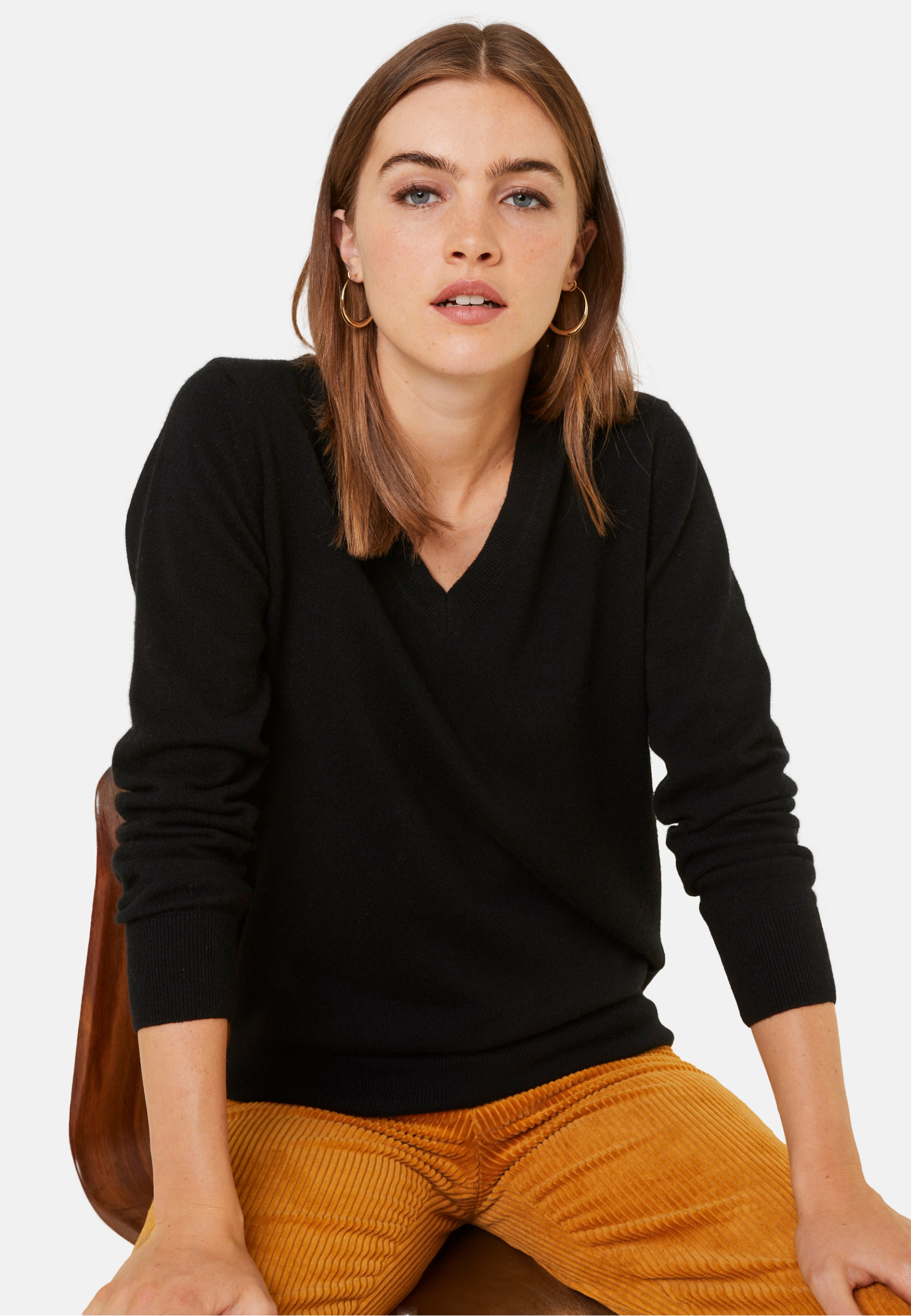Pull col V en cachemire - Abel 7852 celadon - 94 Vert amande