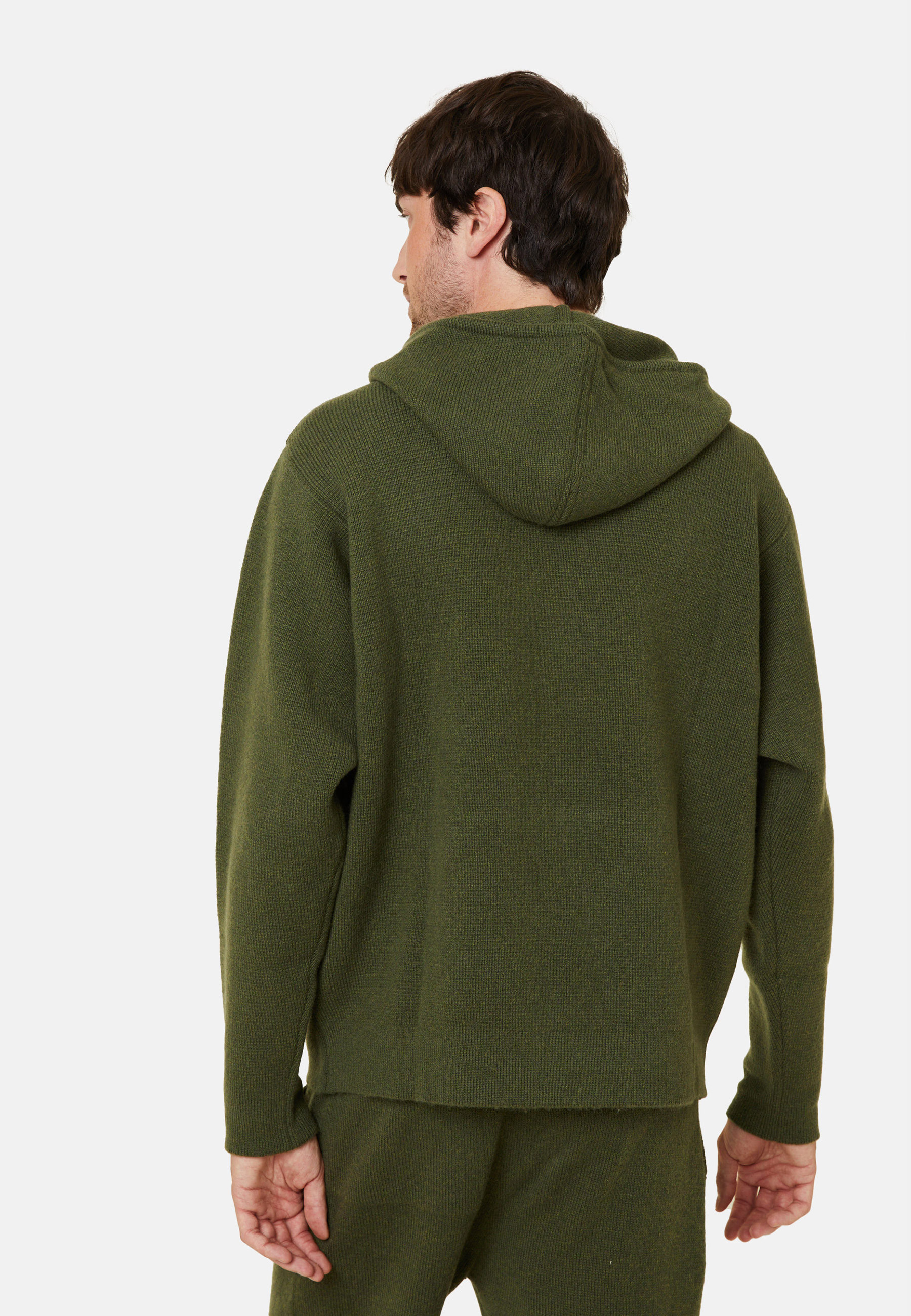 Hoodie à capuche avec poches en laine et cachemire