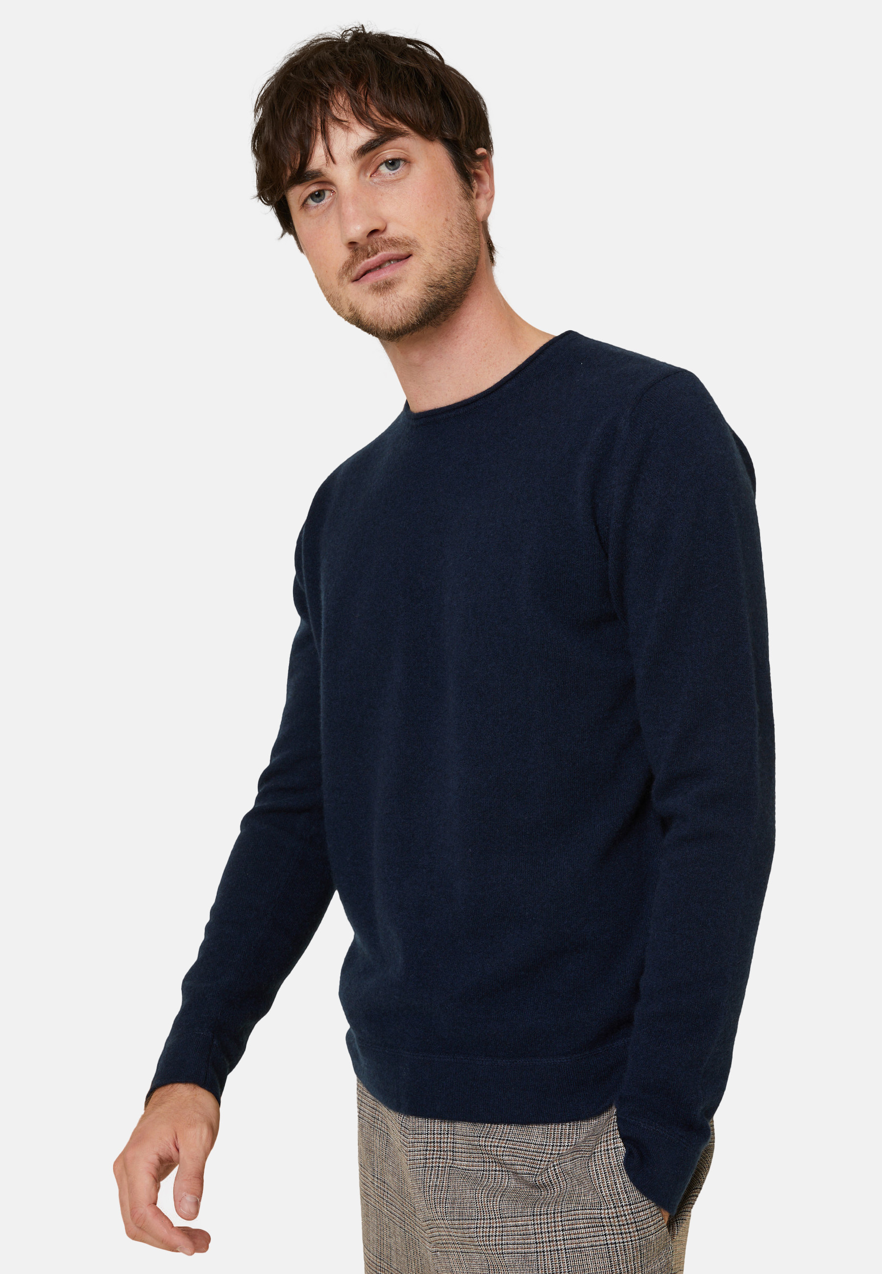 Pull col rond en cachemire finitions roulotées - Ernest