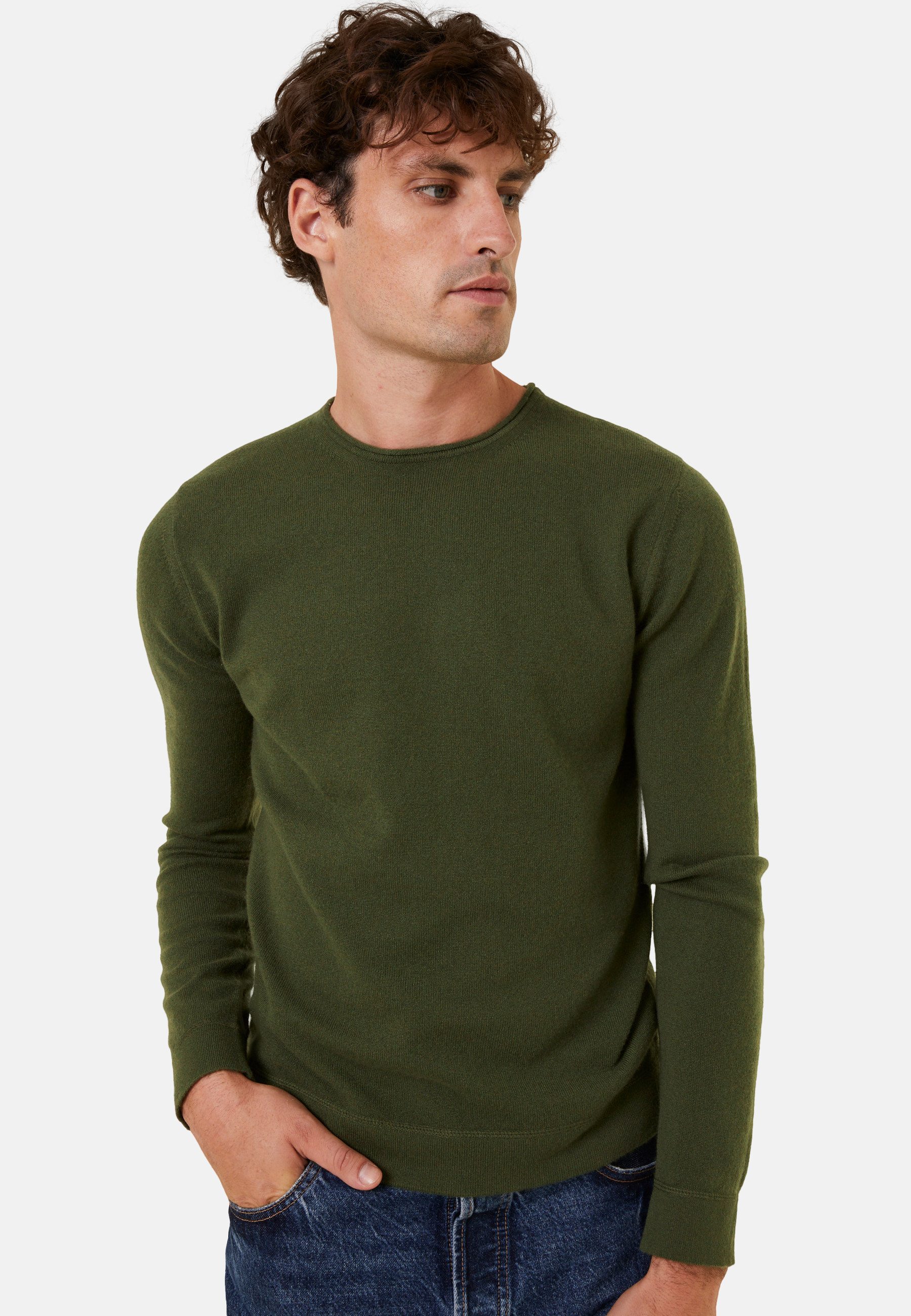 Pull col rond en cachemire finitions roulotées - Ernest