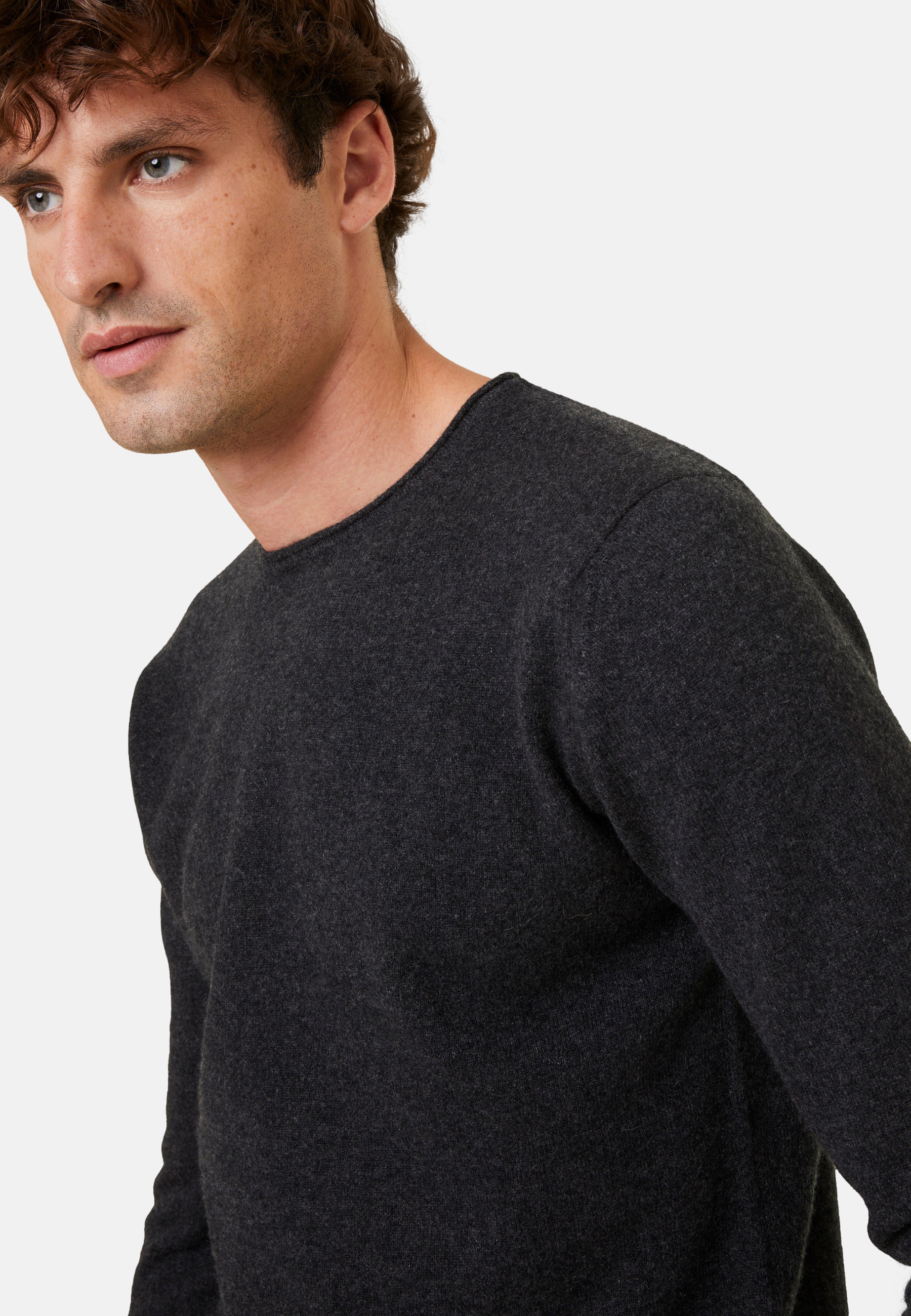 Pull col rond en cachemire finitions roulotées - Ernest