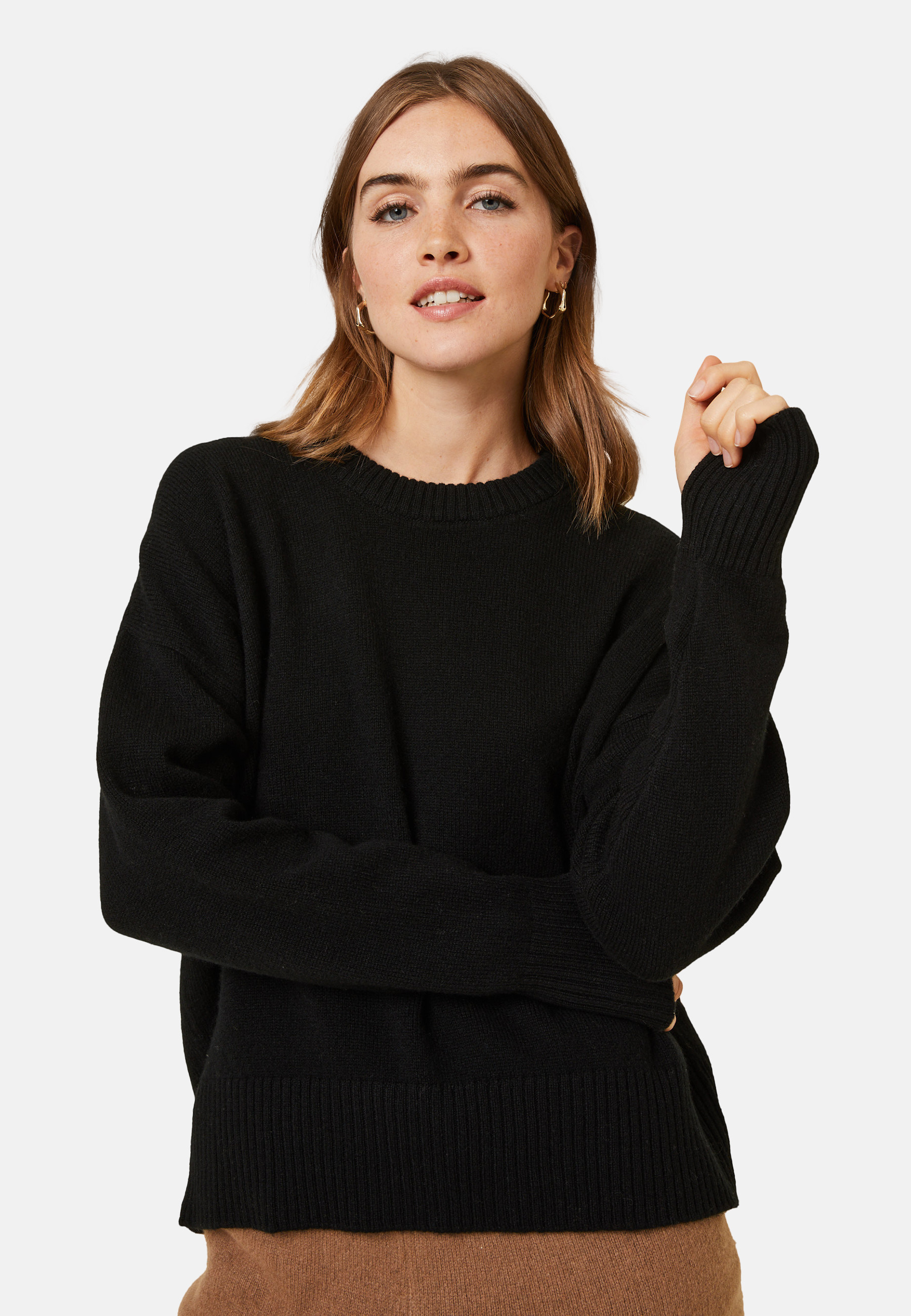 Wool and cashmere mitten-sleeved round-neck sweater - Gemma
