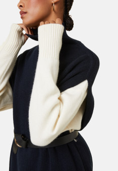 Tunique sans manches col montant en laine et cachemire - Garance