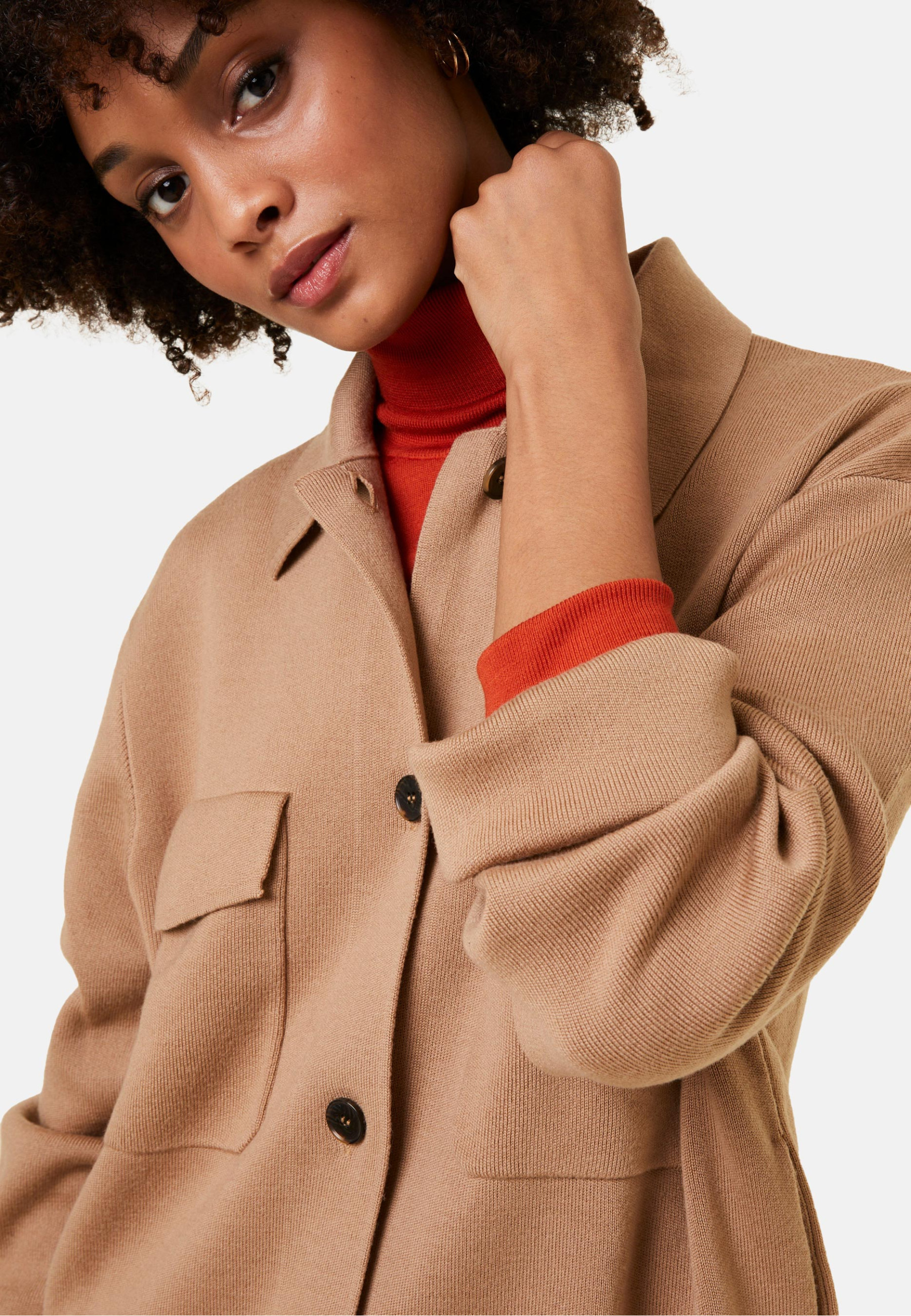Button-down jacket with merino wool pockets - Giselle