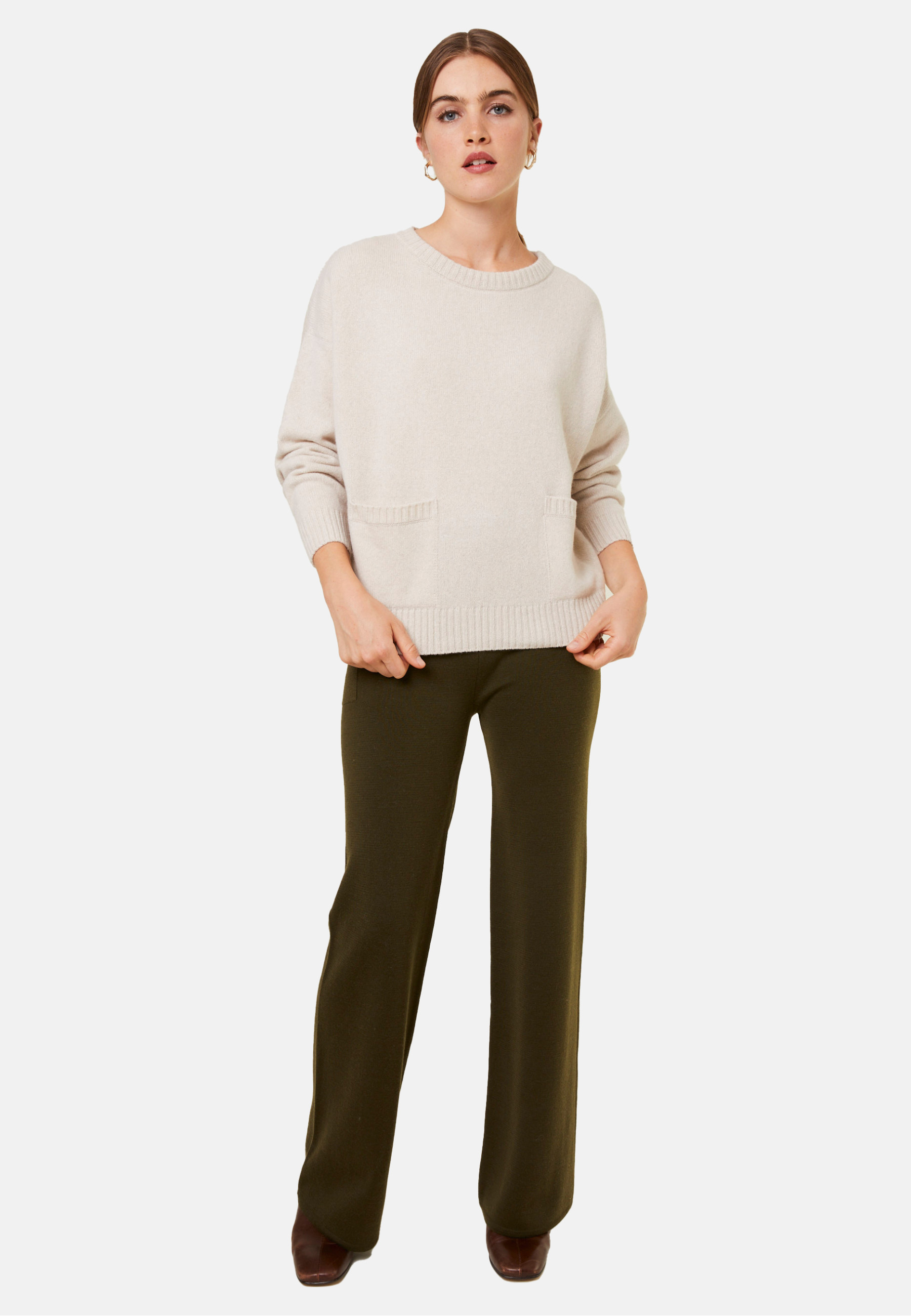 Pantalon à poches en laine mérinos - Gaetane