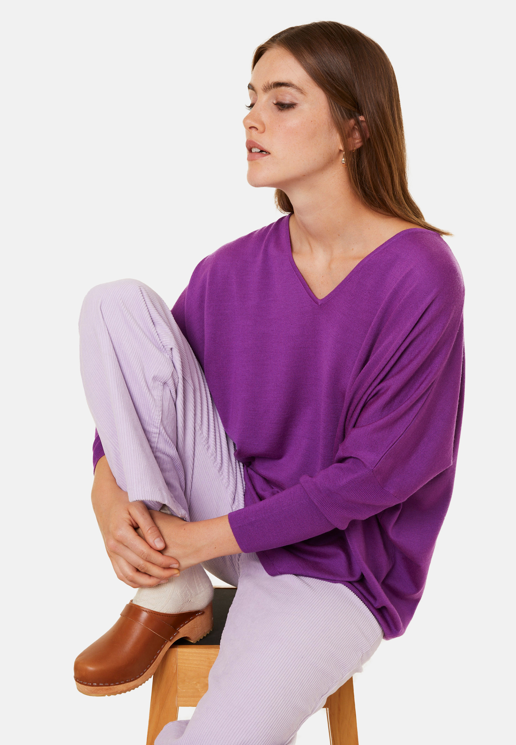 Pull manches chauve-souris en laine mérinos - Boxe