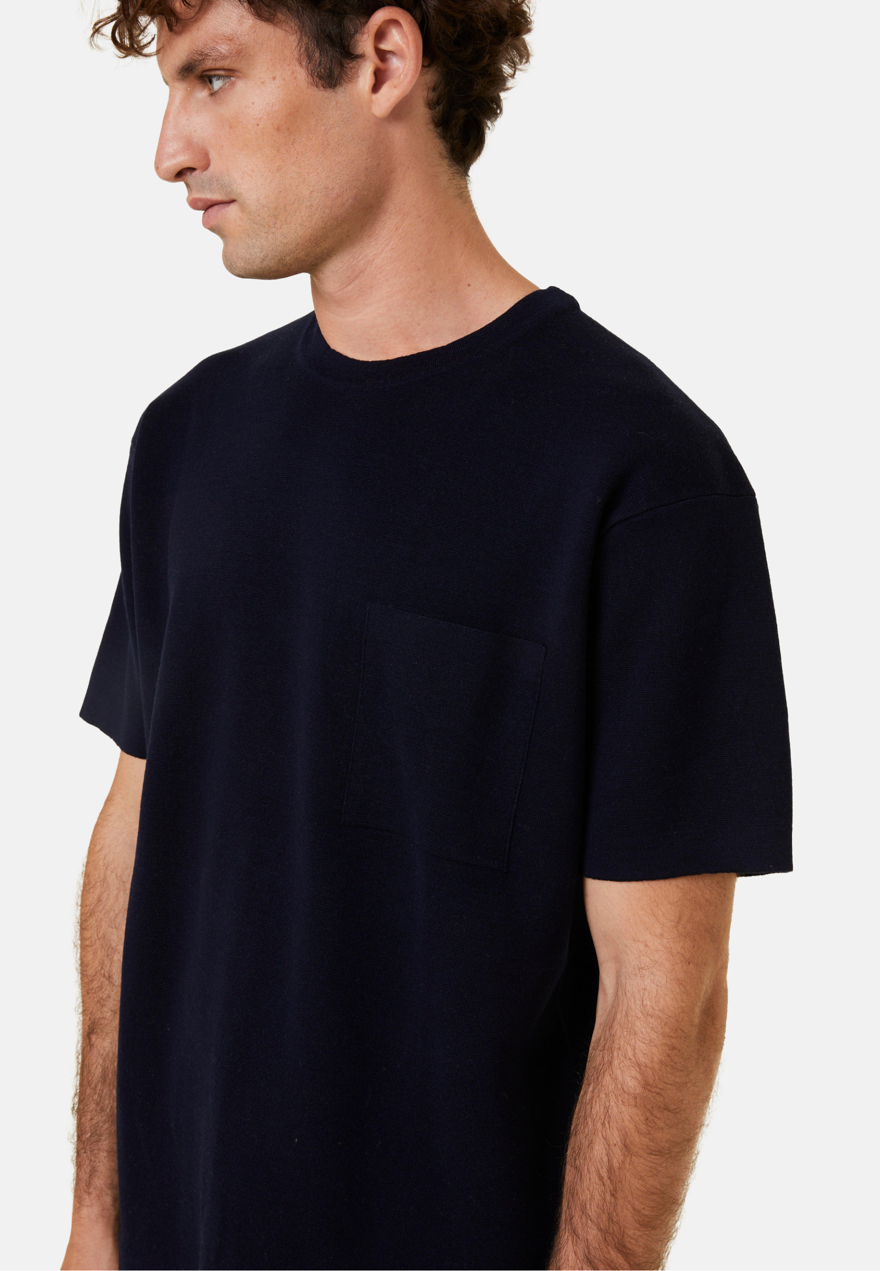 Loose t-shirt with pocket in merino wool - Florentin