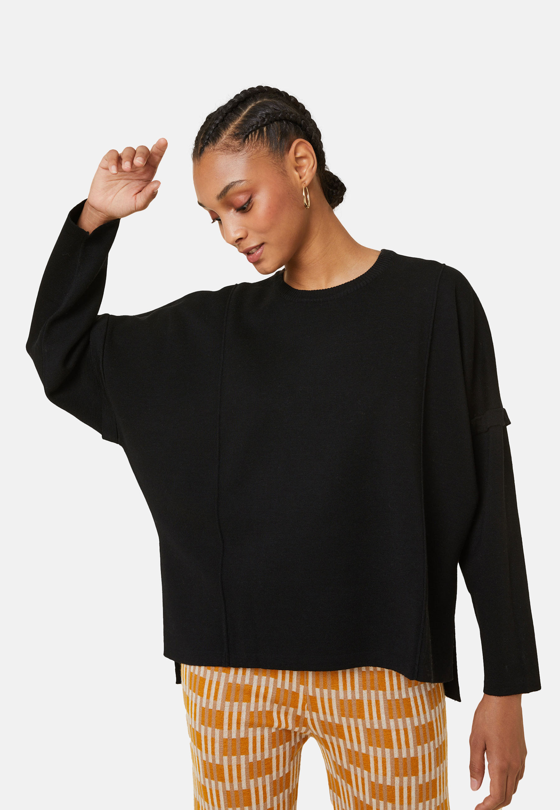 Pull ample col rond en laine mérinos - Guerande 7850 foret - 83 Kaki