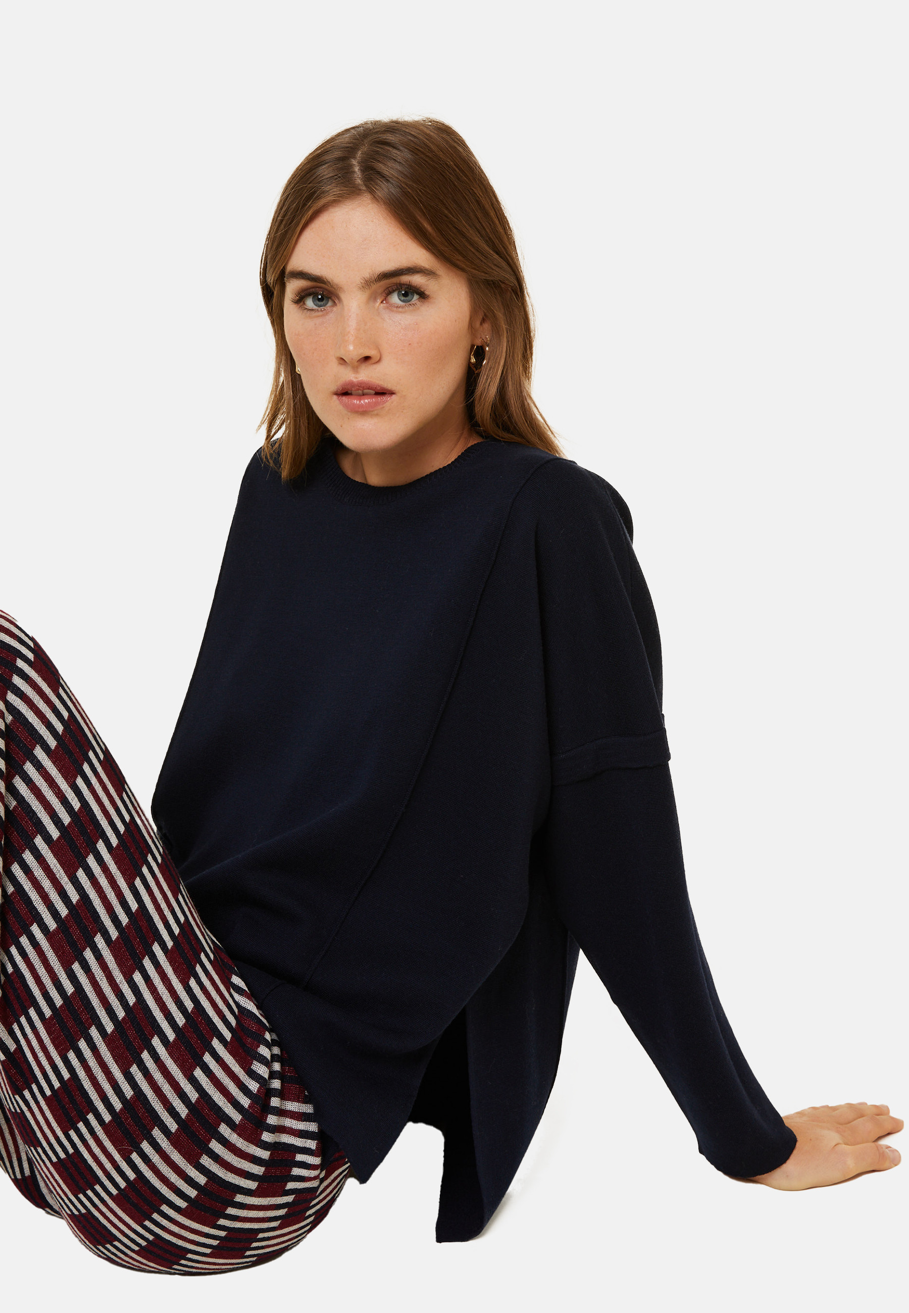 Pull ample col rond en laine mérinos - Guerande 7850 foret - 83 Kaki