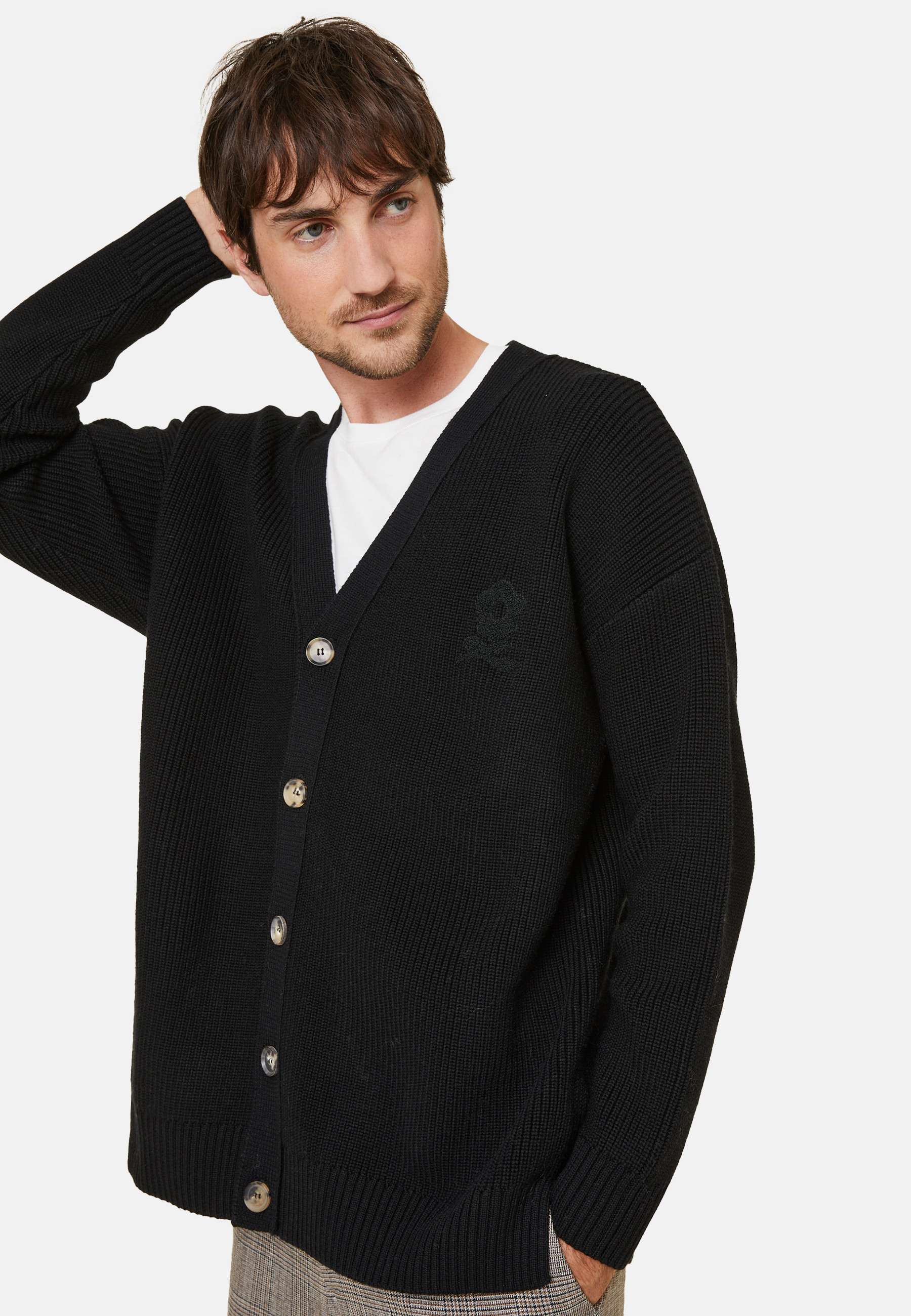 Gilet ample boutoné avec logo en laine mérinos - Frederic