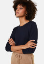 T-shirt boutonné en bambou cachemire col rond en maille fine - Aelia