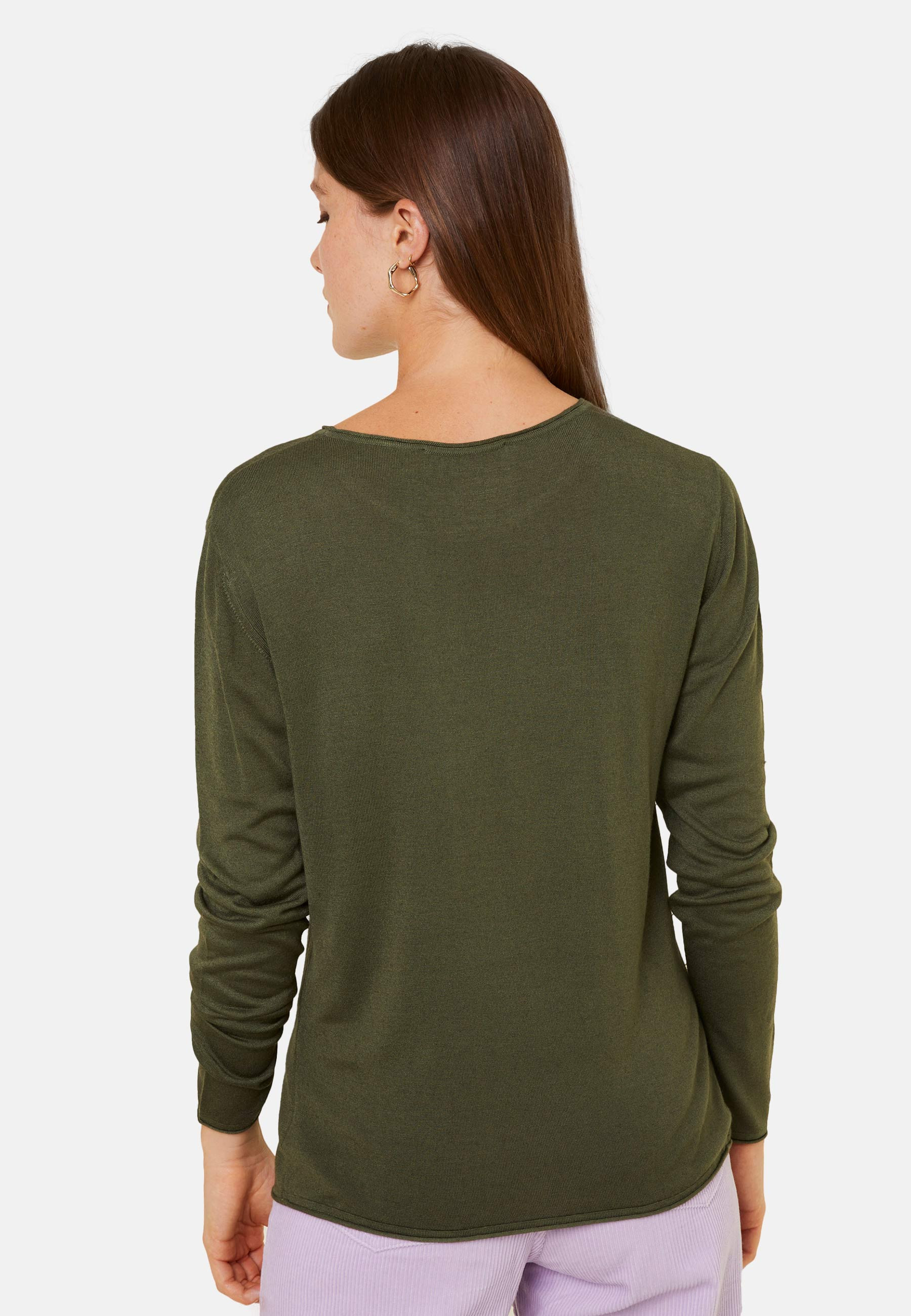 T-shirt boutonné en bambou cachemire col rond en maille fine - Aelia