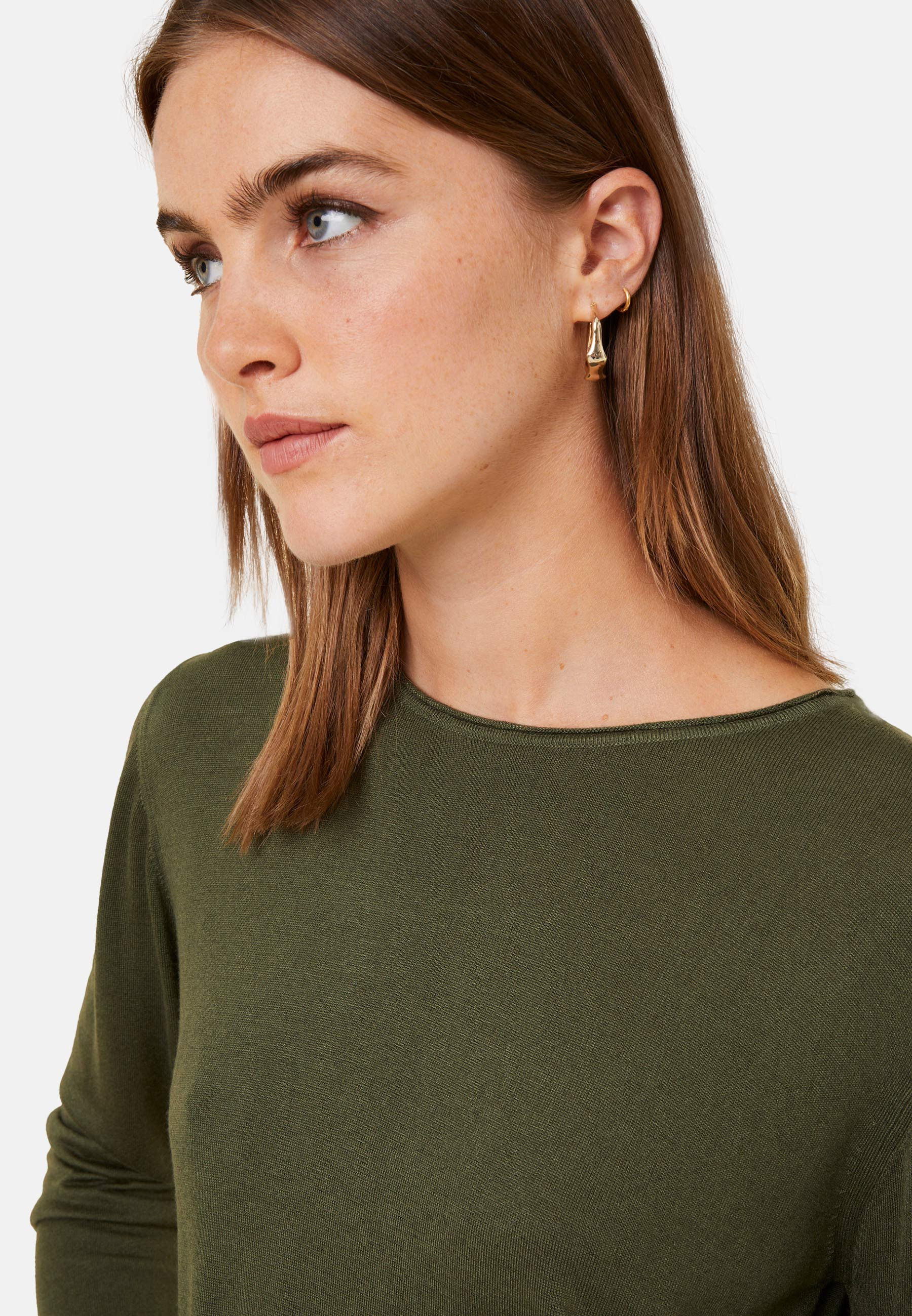 T-shirt boutonné en bambou cachemire col rond en maille fine - Aelia
