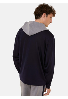 Hooded hoodie with pockets in wool and Fil lumière - Flavien