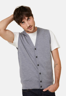 Sleeveless vest with logo in merino wool - Ernardo