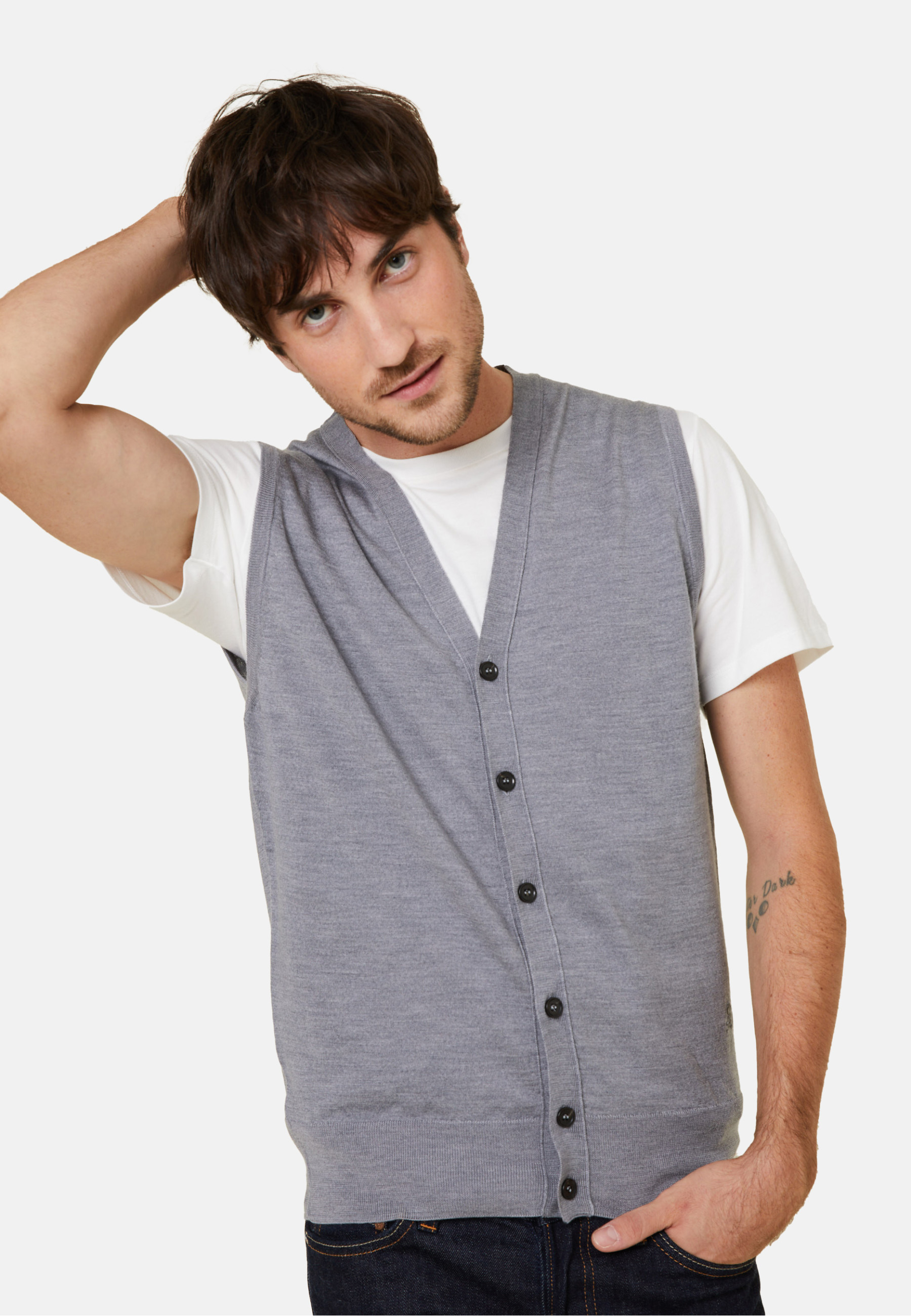 Gilet sans manches avec logo en laine mérinos - Ernardo