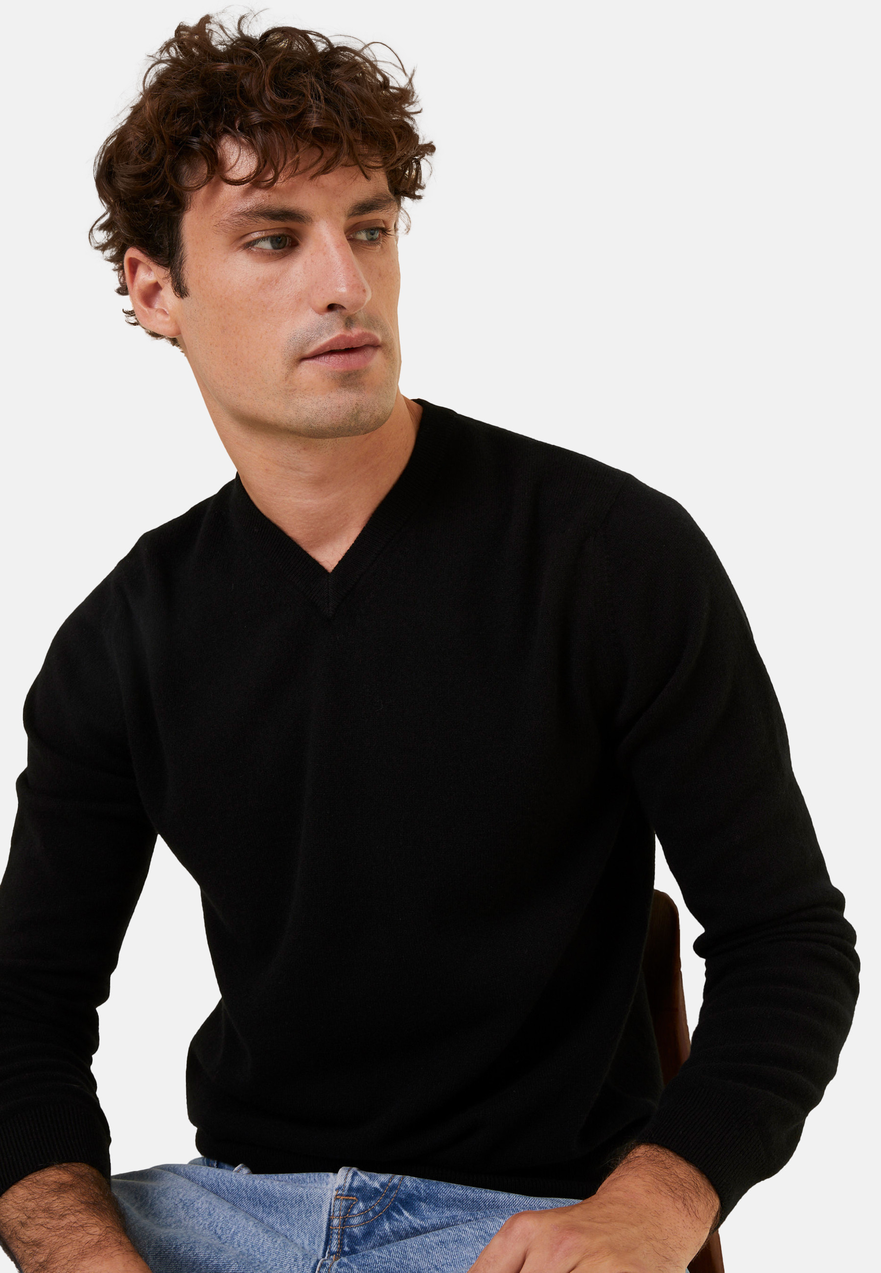 Pull col V en cachemire - Evann 7852 celadon - 94 Vert amande