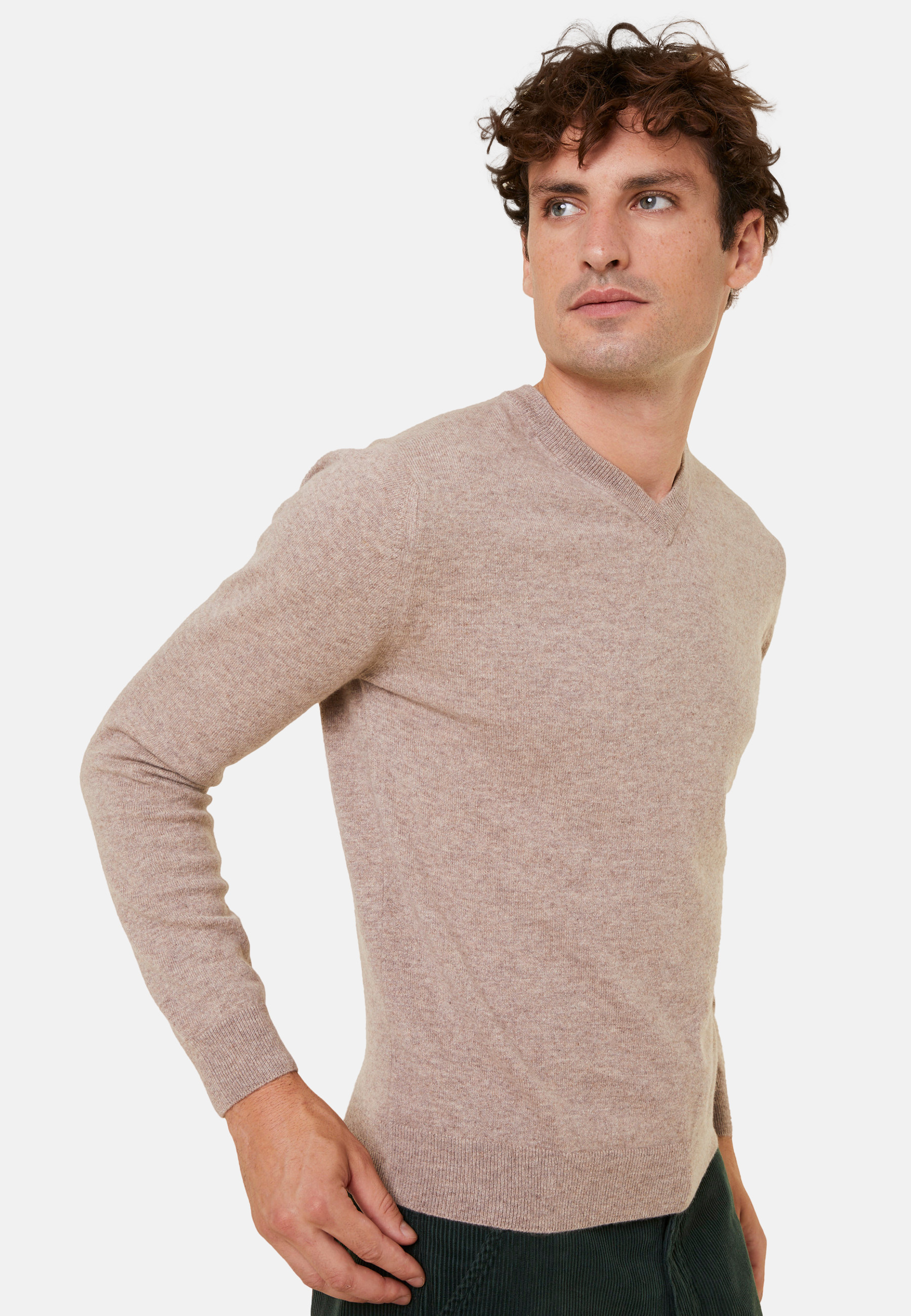 Pull col V en cachemire - Evann 7852 celadon - 94 Vert amande