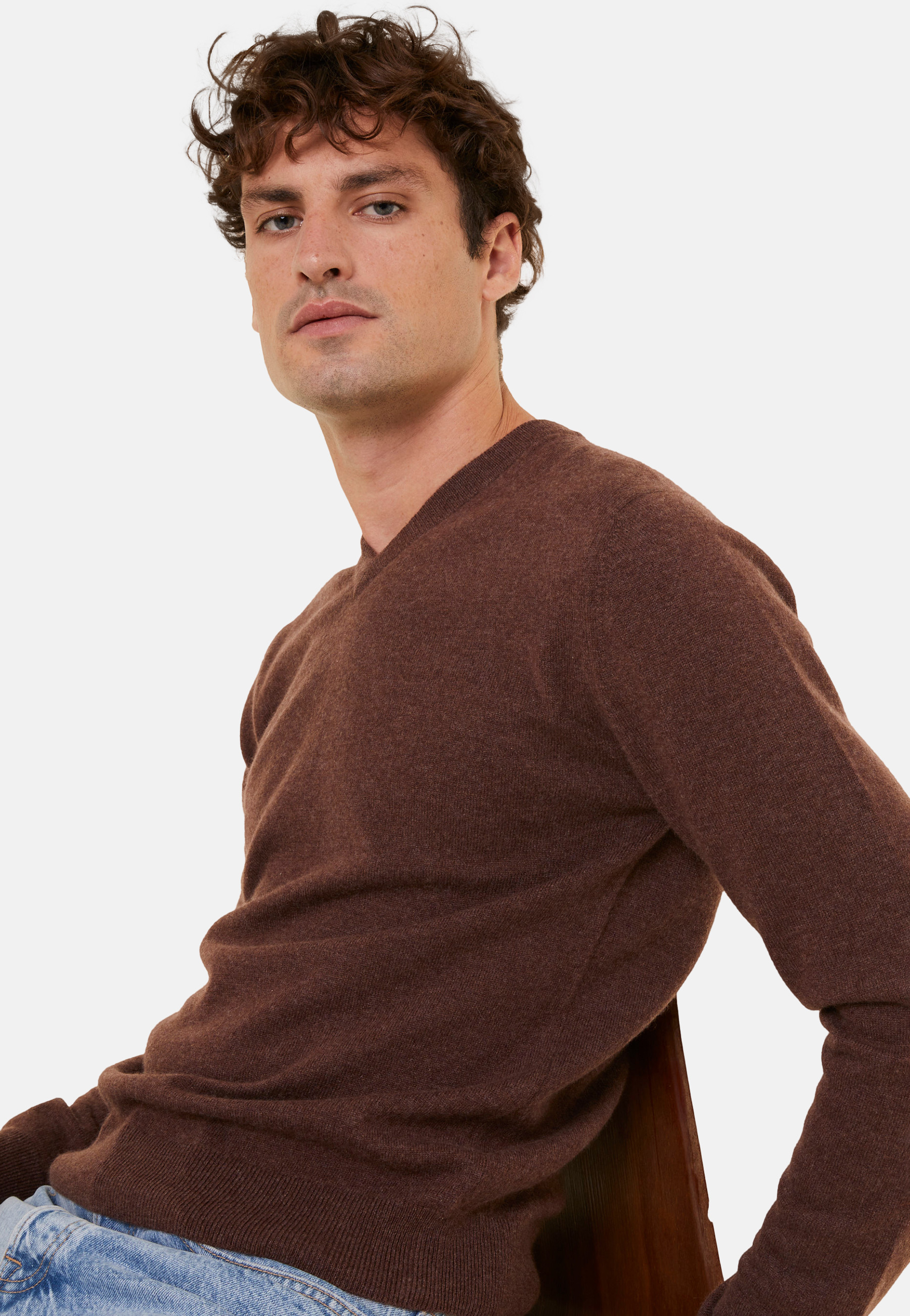 Pull col V en cachemire - Evann 7852 celadon - 94 Vert amande
