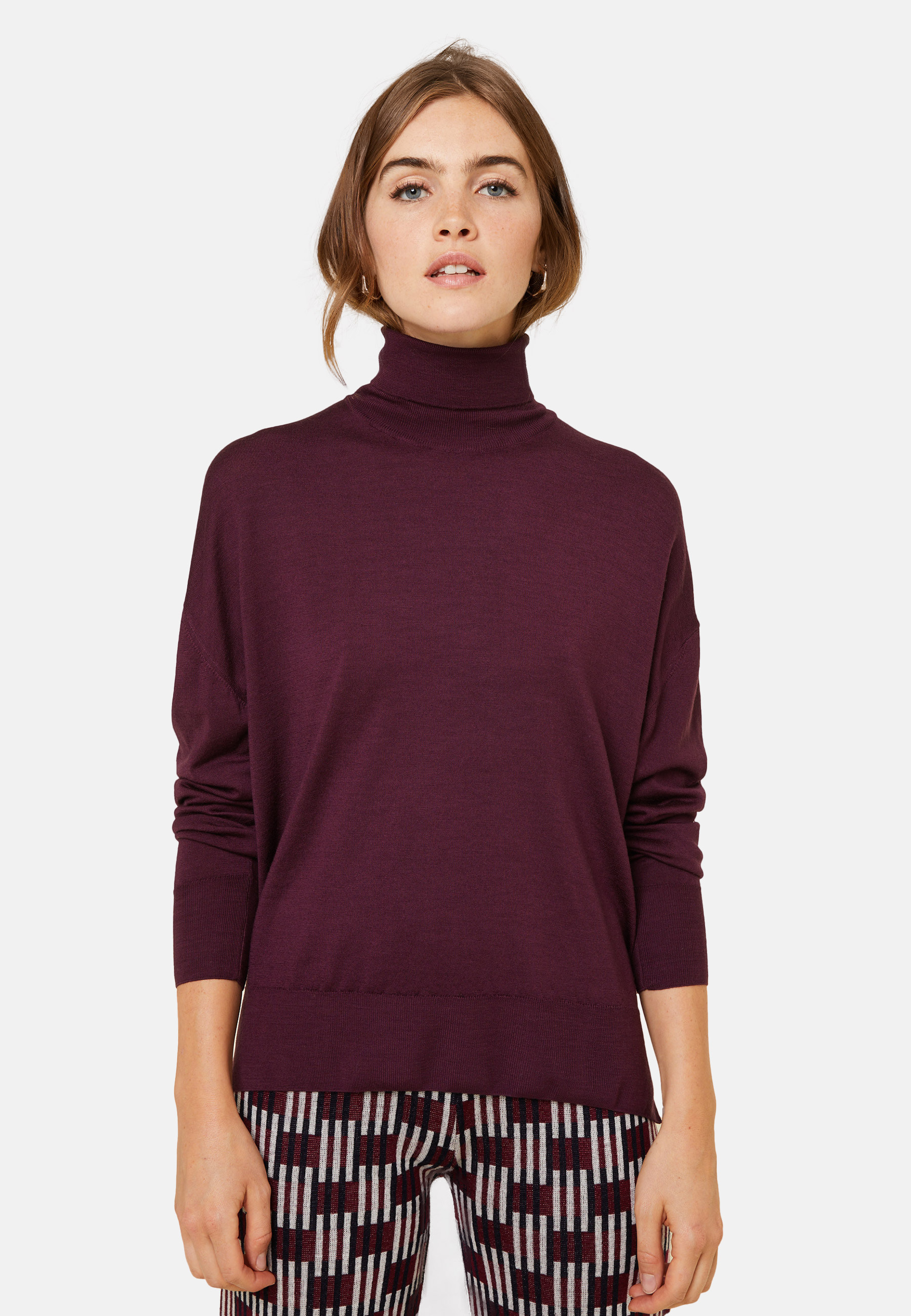 Pull col roulé à fentes en laine mérinos - Amy